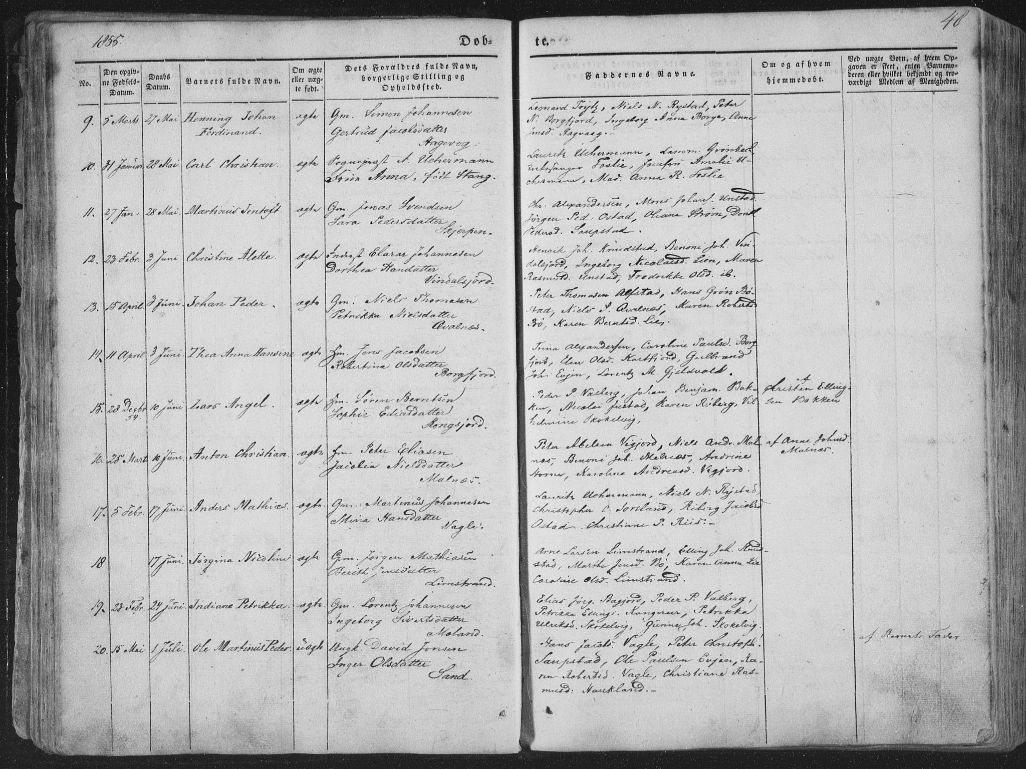 Ministerialprotokoller, klokkerbøker og fødselsregistre - Nordland, AV/SAT-A-1459/880/L1131: Parish register (official) no. 880A05, 1844-1868, p. 48