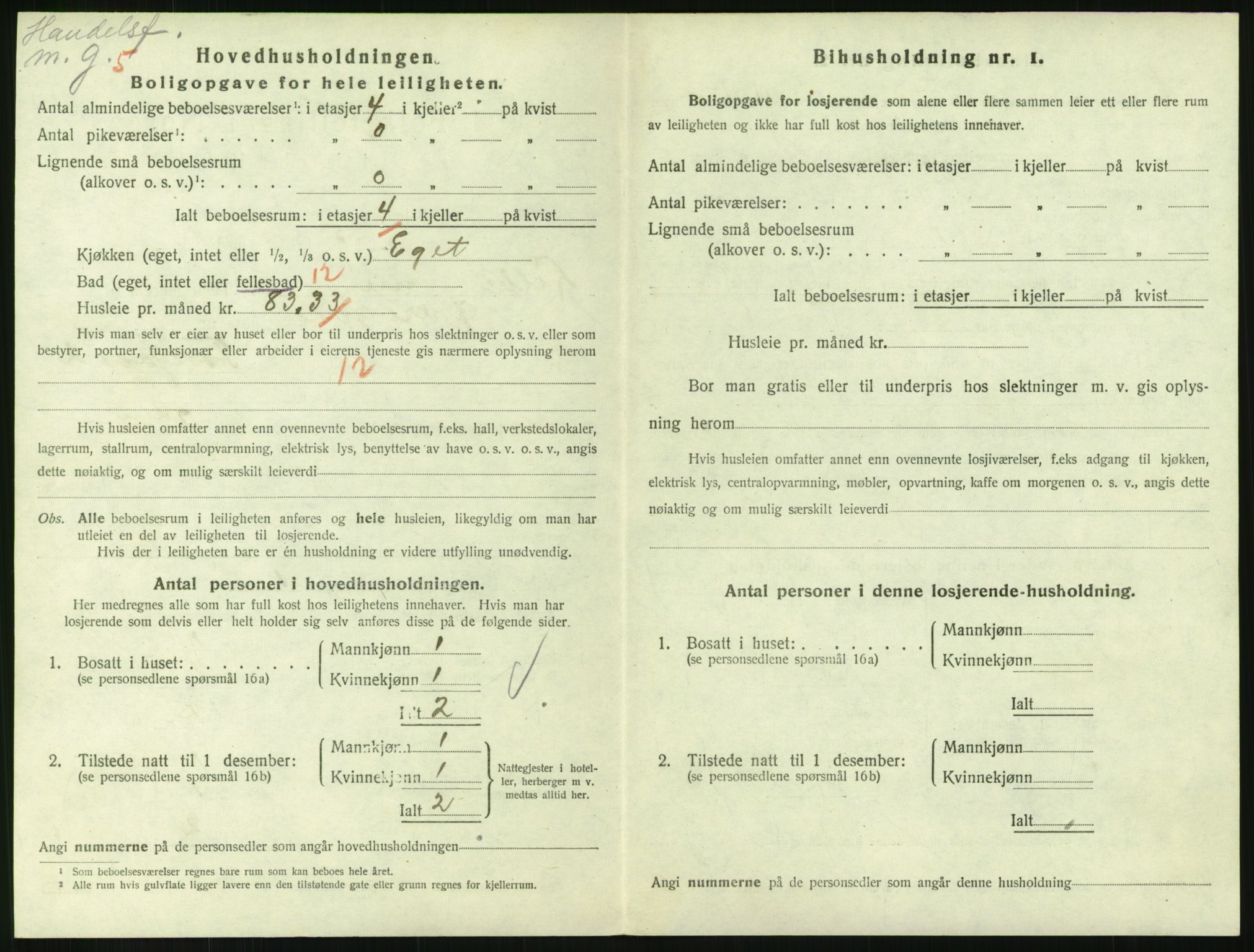 SAH, 1920 census for Lillehammer, 1920, p. 1847
