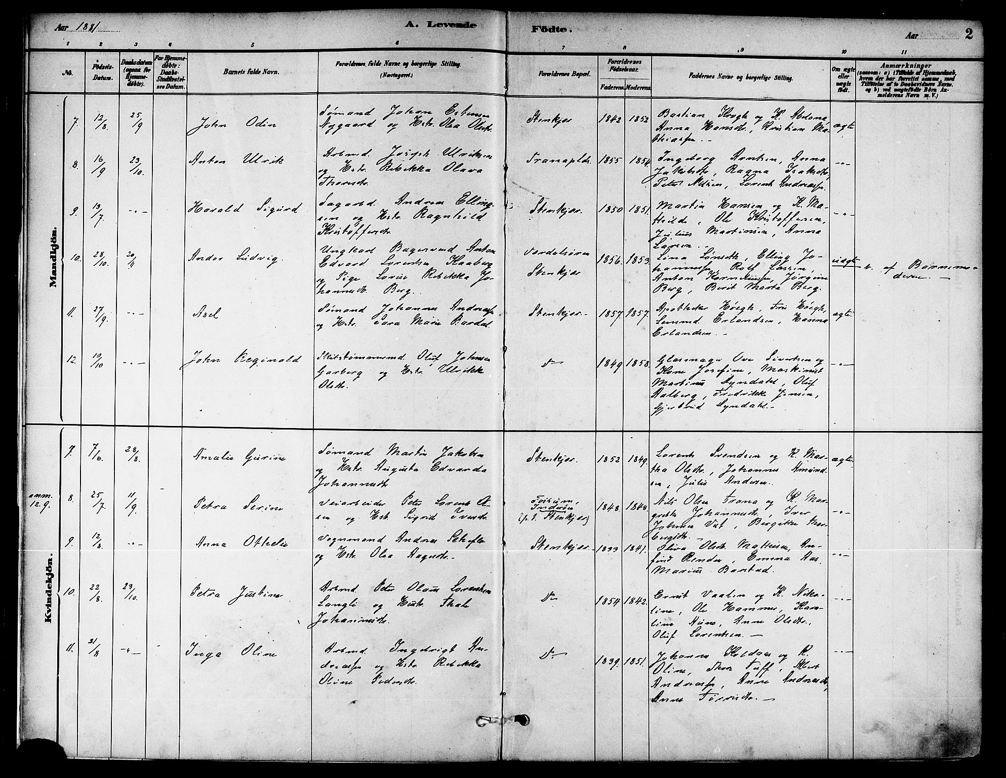 Ministerialprotokoller, klokkerbøker og fødselsregistre - Nord-Trøndelag, AV/SAT-A-1458/739/L0371: Parish register (official) no. 739A03, 1881-1895, p. 2