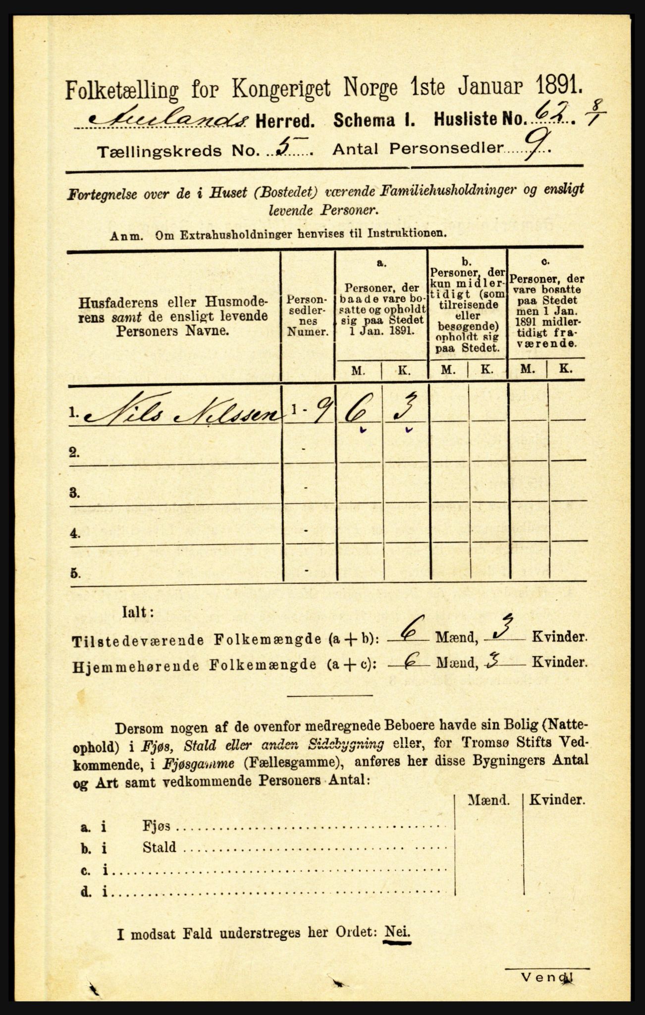 RA, 1891 census for 1421 Aurland, 1891, p. 1770