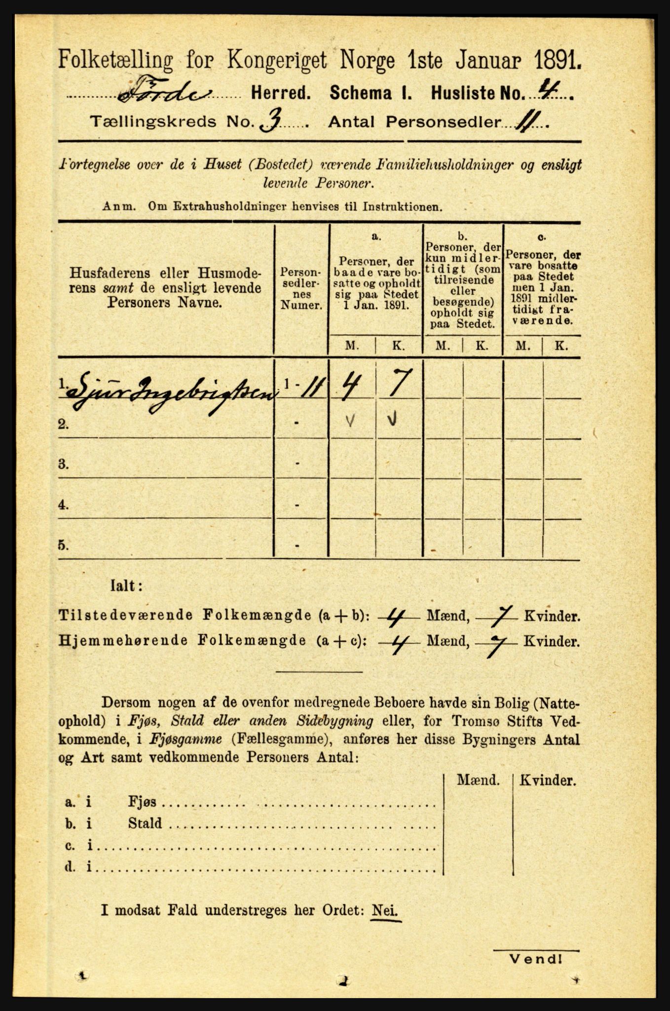 RA, 1891 census for 1432 Førde, 1891, p. 811