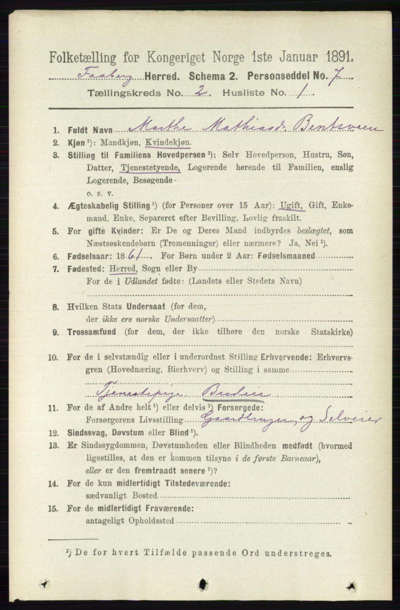 RA, 1891 census for 0524 Fåberg, 1891, p. 603