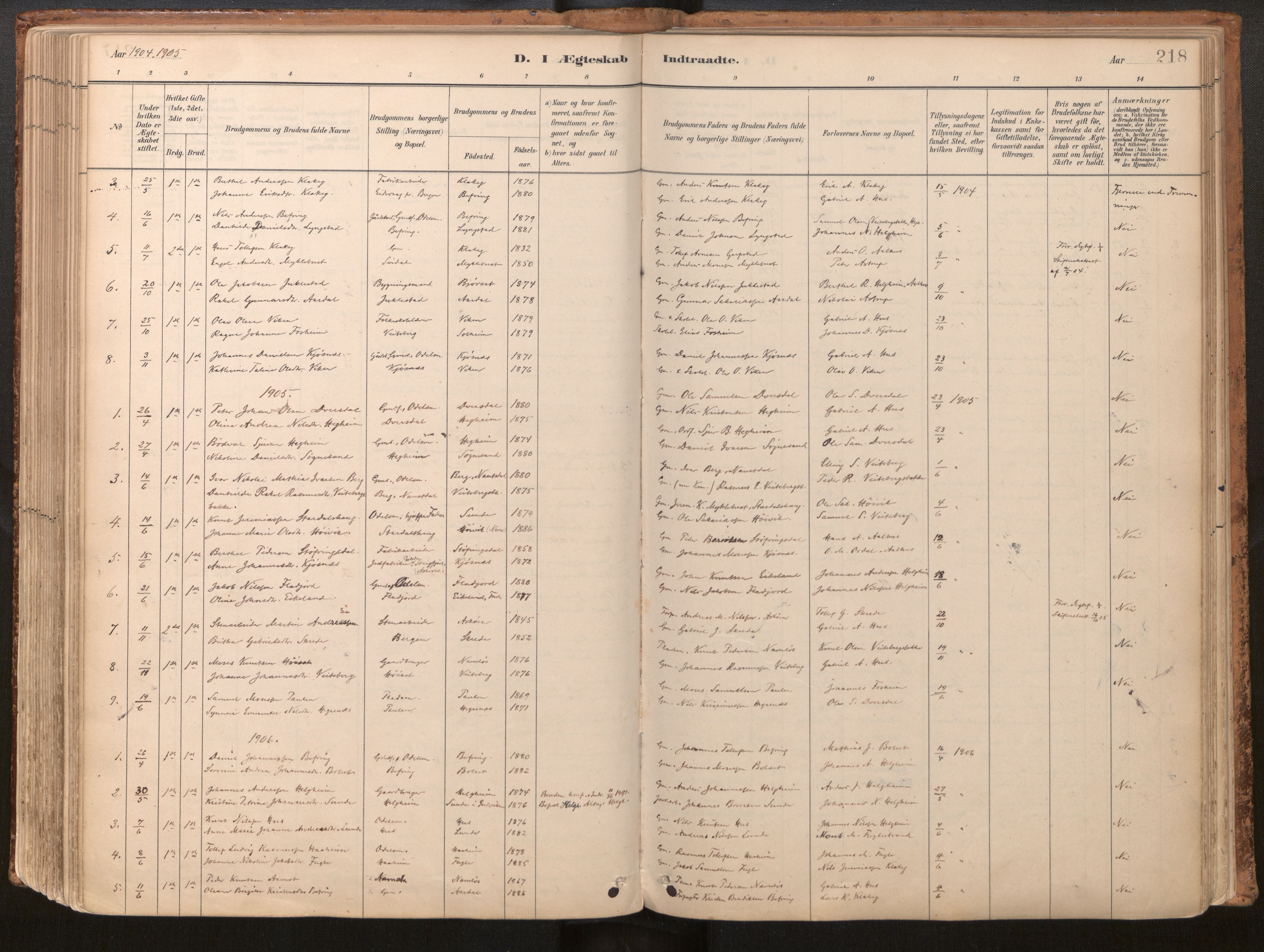 Jølster sokneprestembete, AV/SAB-A-80701/H/Haa/Haac/L0001: Parish register (official) no. C 1, 1882-1928, p. 218