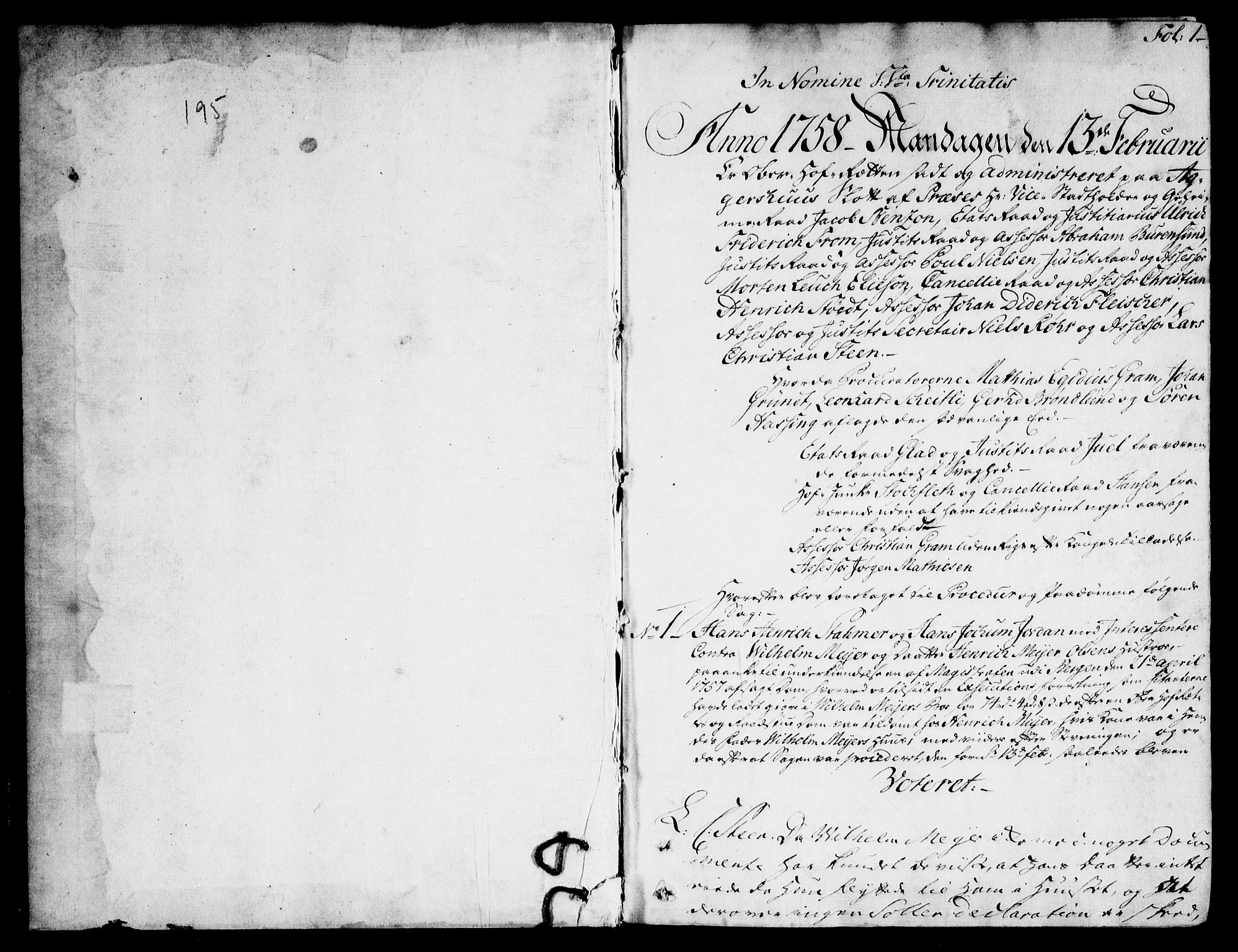 Overhoffretten 1667-1797, AV/RA-EA-2884/Ac/L0195: Voteringsprotokoll, 1758, p. 0b-1a