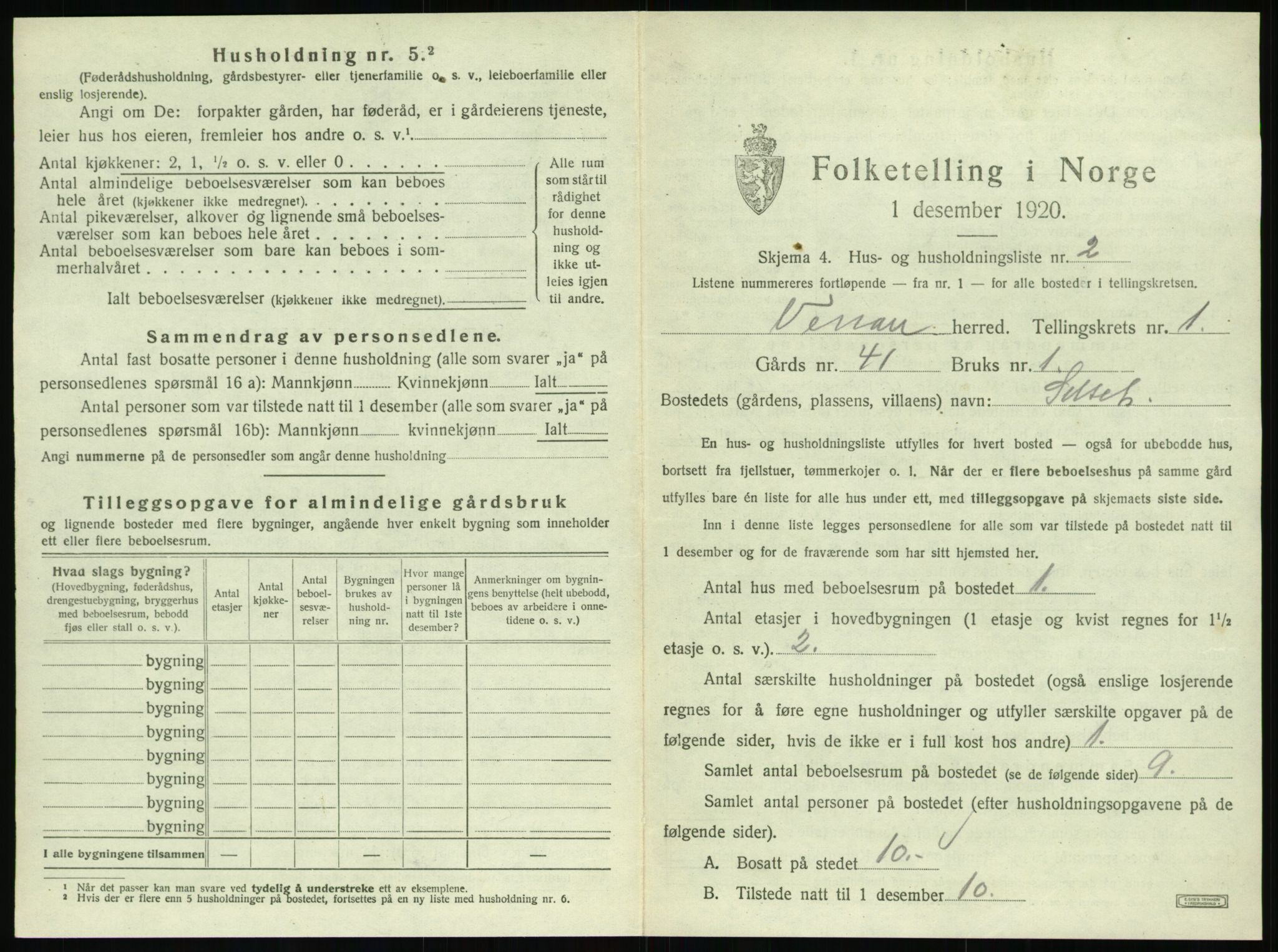 SAT, 1920 census for Verran, 1920, p. 42