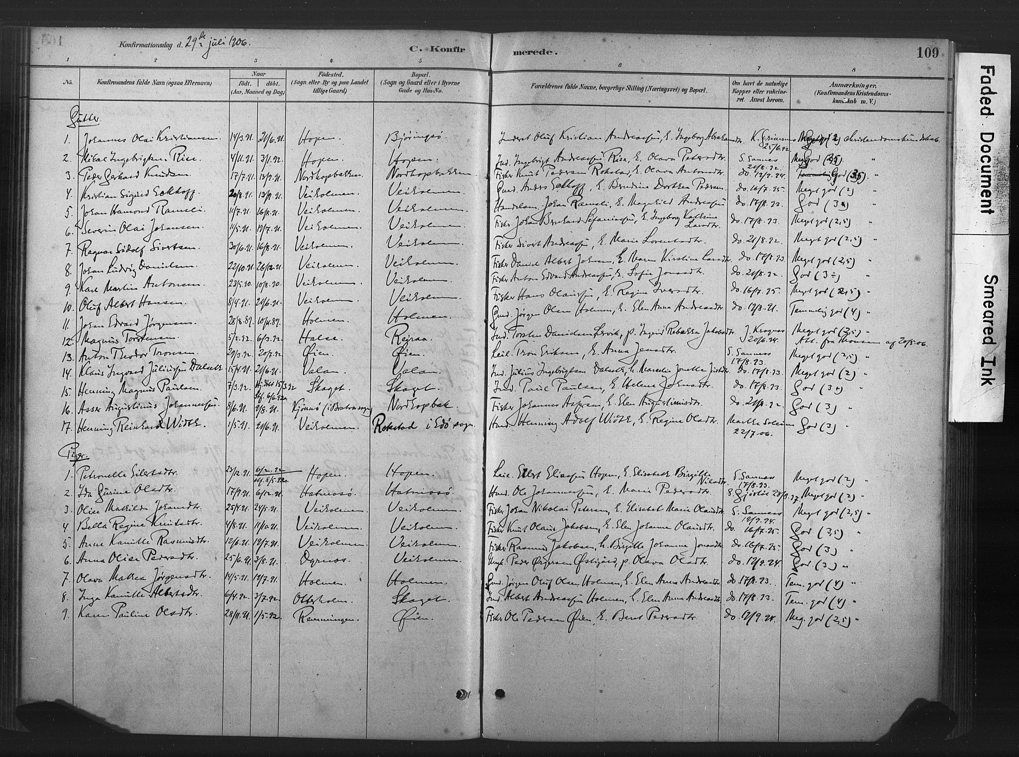 Ministerialprotokoller, klokkerbøker og fødselsregistre - Møre og Romsdal, AV/SAT-A-1454/583/L0954: Parish register (official) no. 583A01, 1880-1906, p. 109