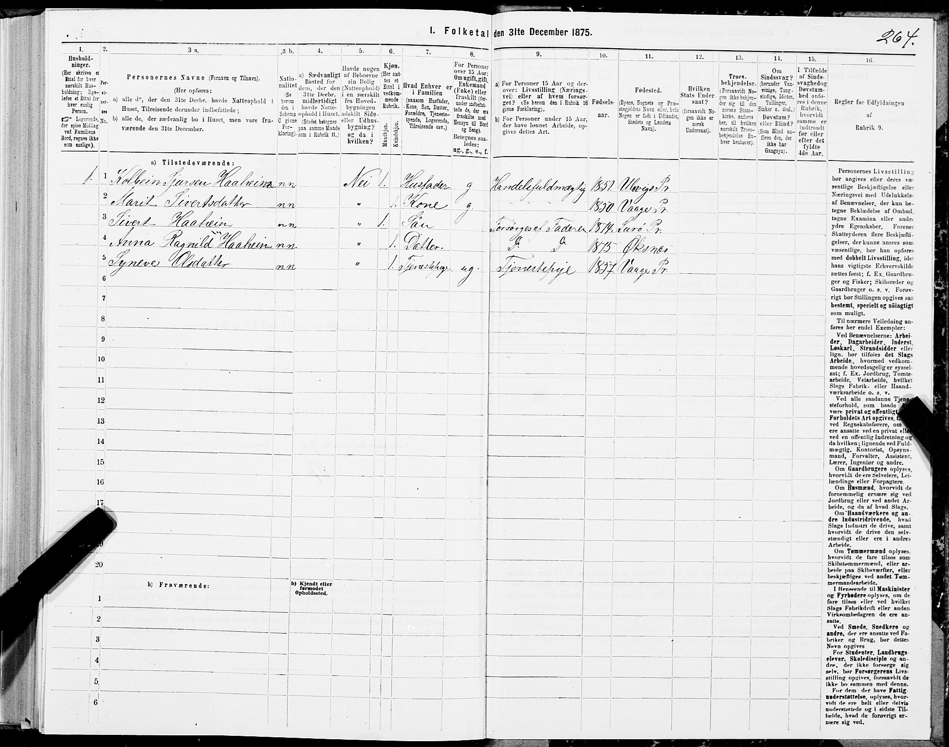 SAT, 1875 census for 1868P Øksnes, 1875, p. 1264