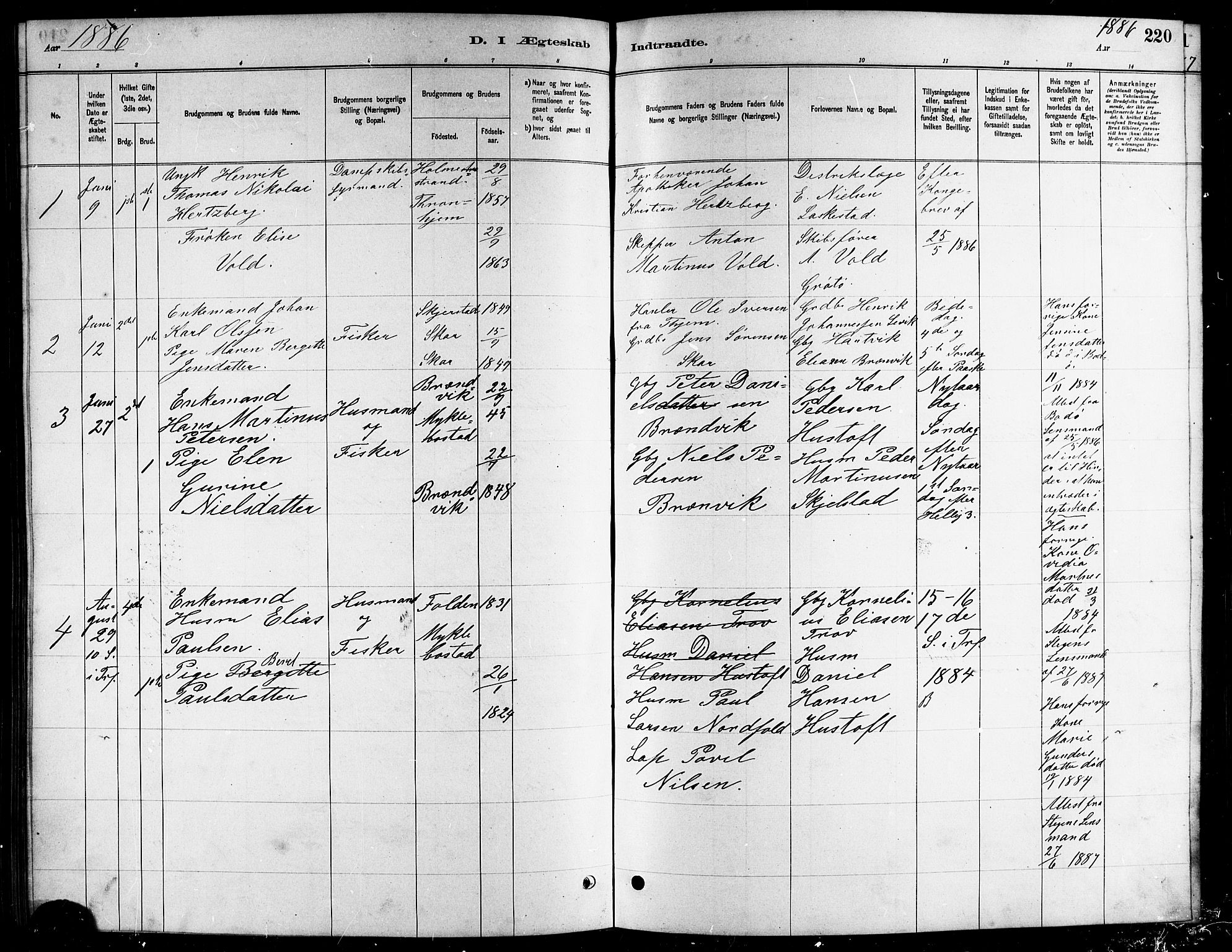 Ministerialprotokoller, klokkerbøker og fødselsregistre - Nordland, AV/SAT-A-1459/857/L0828: Parish register (copy) no. 857C03, 1879-1908, p. 220