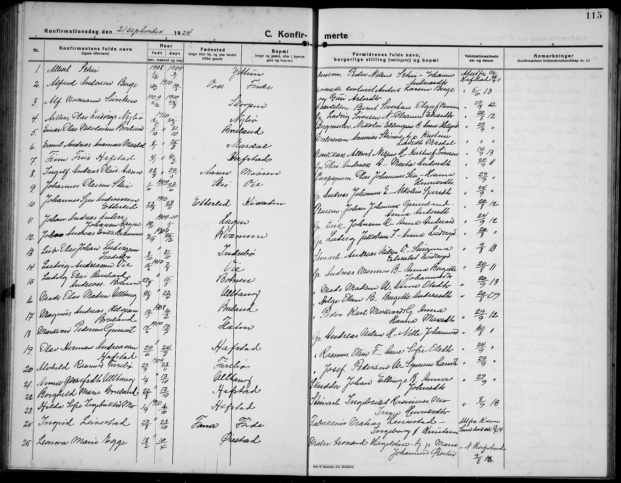 Førde sokneprestembete, AV/SAB-A-79901/H/Hab/Haba/L0004: Parish register (copy) no. A 4, 1924-1941, p. 115