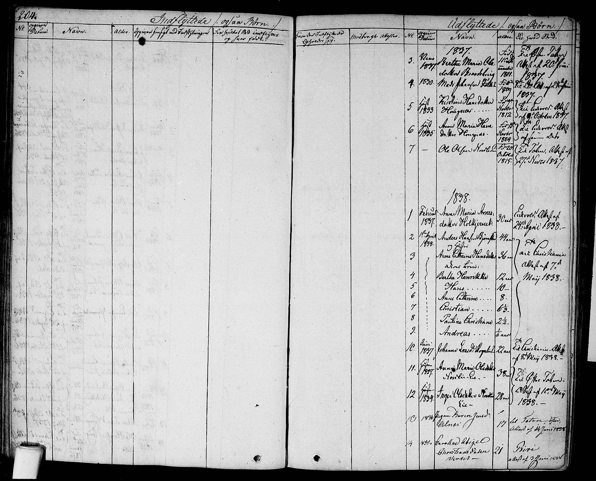 Hurdal prestekontor Kirkebøker, SAO/A-10889/F/Fa/L0004: Parish register (official) no. I 4, 1828-1845, p. 204