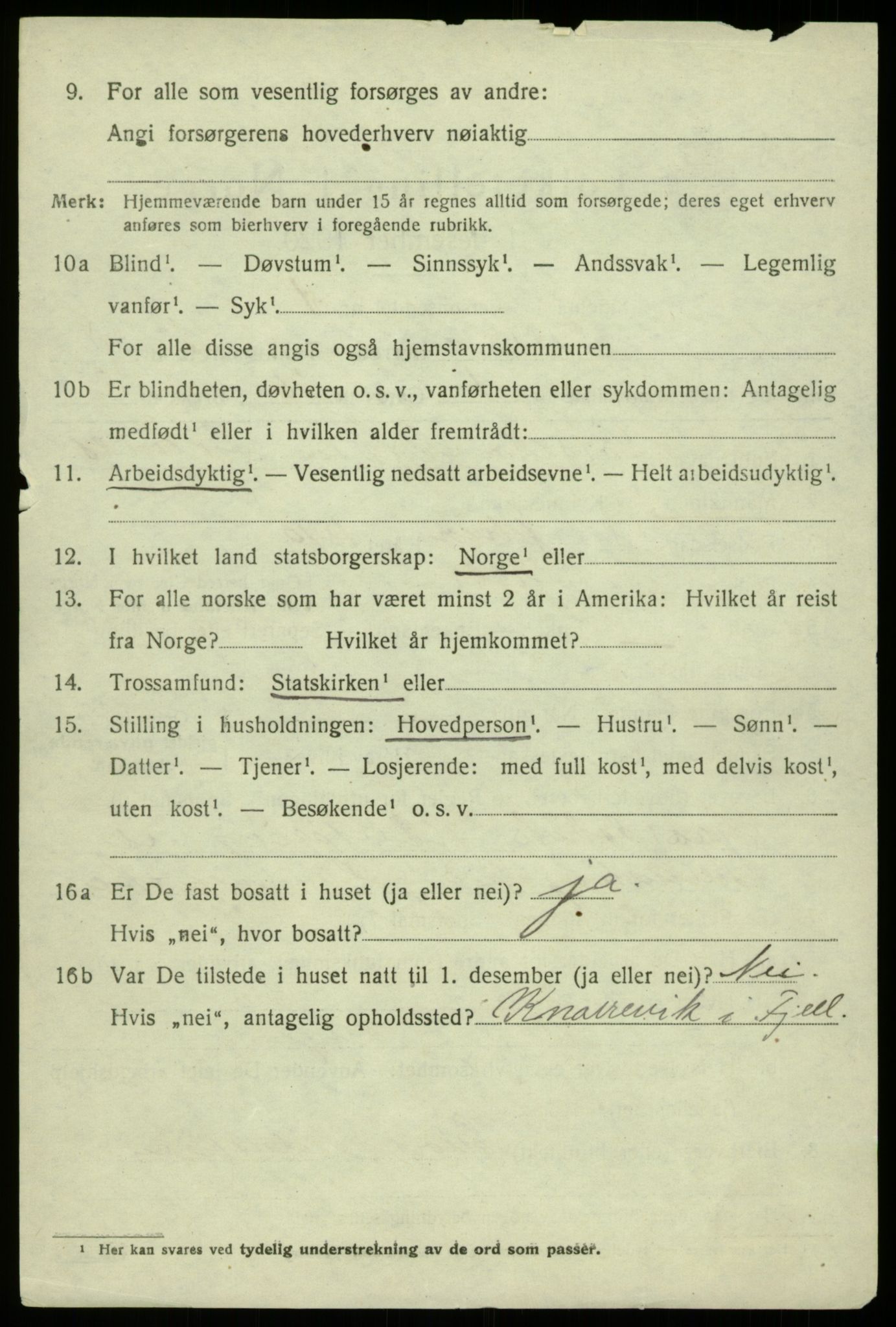 SAB, 1920 census for Fjell, 1920, p. 7119