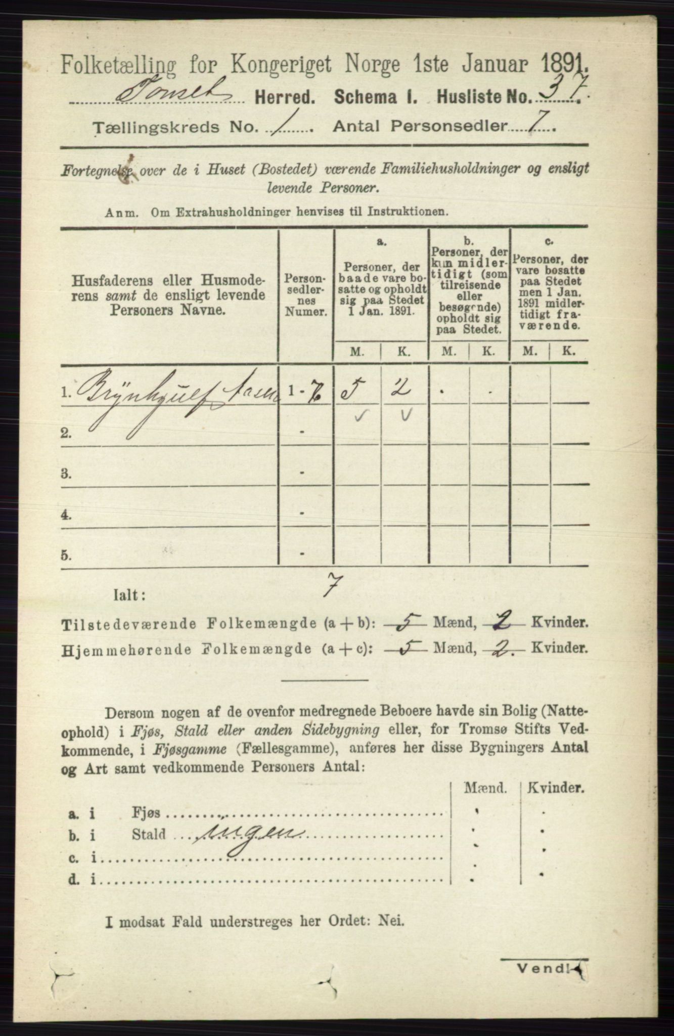 RA, 1891 census for 0437 Tynset, 1891, p. 69