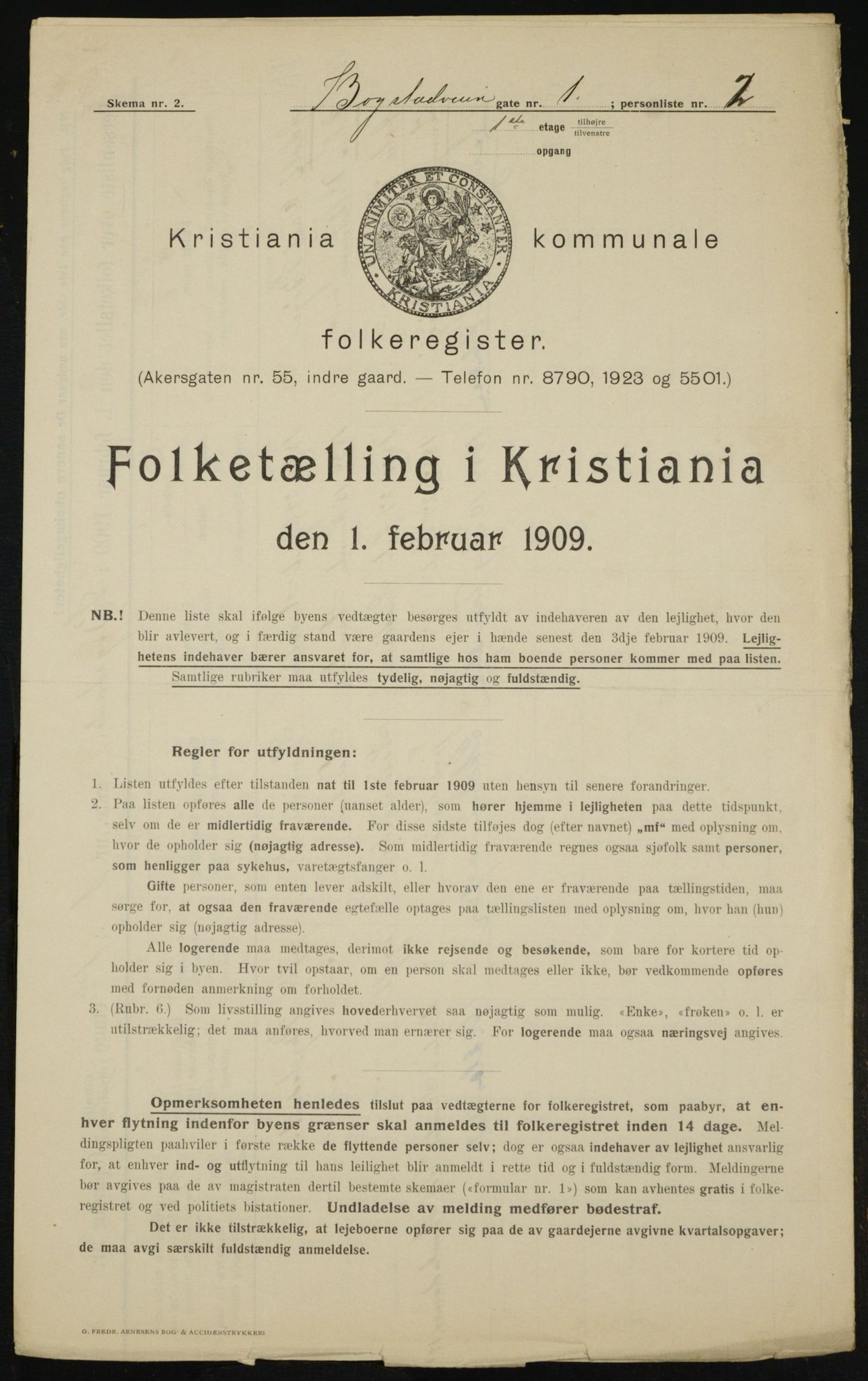 OBA, Municipal Census 1909 for Kristiania, 1909, p. 6338