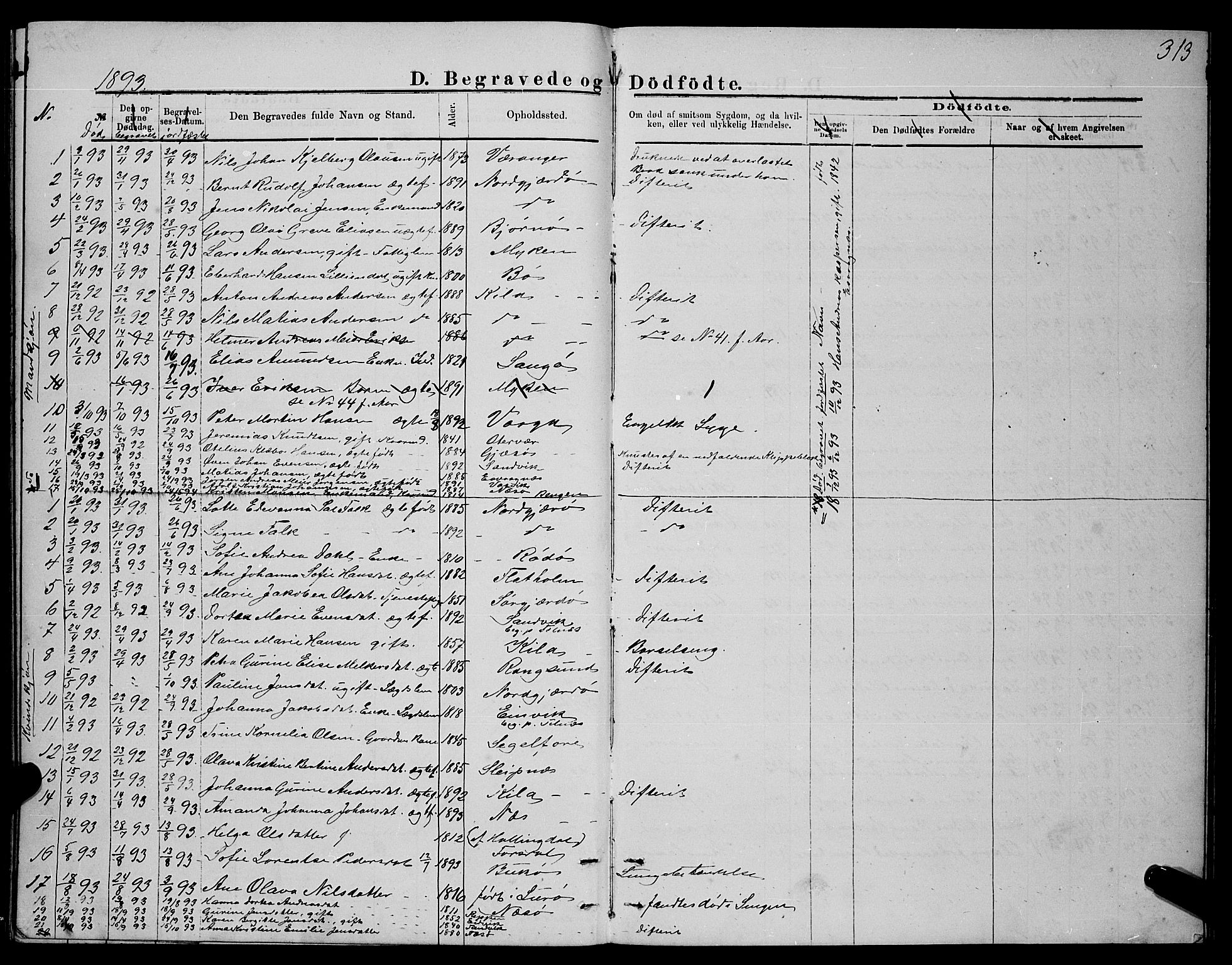 Ministerialprotokoller, klokkerbøker og fødselsregistre - Nordland, SAT/A-1459/841/L0620: Parish register (copy) no. 841C04, 1877-1896, p. 313