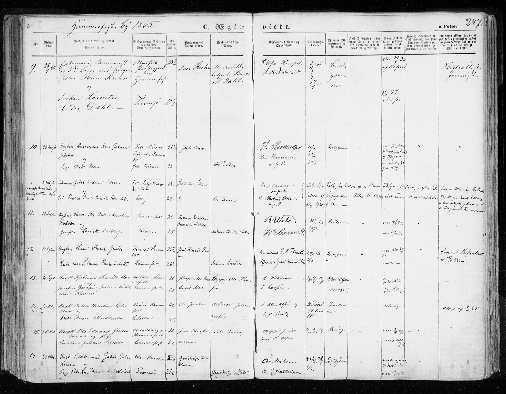 Hammerfest sokneprestkontor, AV/SATØ-S-1347/H/Ha/L0005.kirke: Parish register (official) no. 5, 1857-1869, p. 247