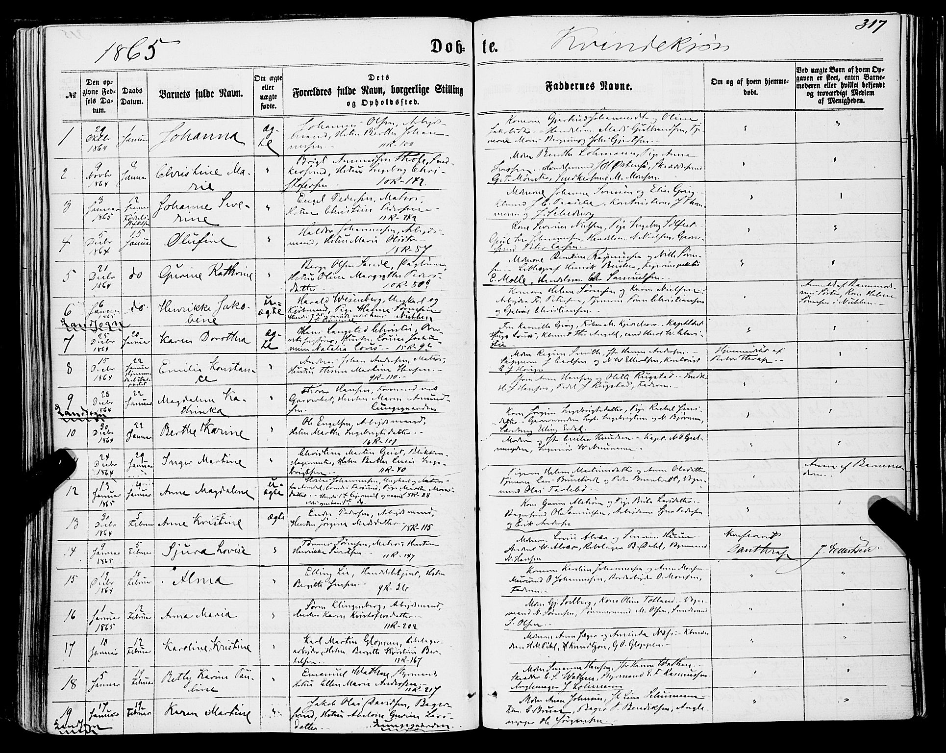 Domkirken sokneprestembete, SAB/A-74801/H/Haa/L0021: Parish register (official) no. B 4, 1859-1871, p. 317