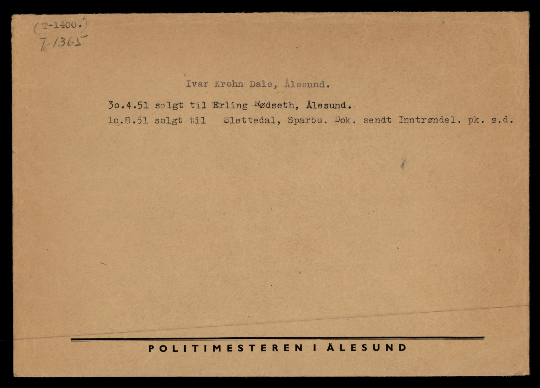 Møre og Romsdal vegkontor - Ålesund trafikkstasjon, SAT/A-4099/F/Fe/L0012: Registreringskort for kjøretøy T 1290 - T 1450, 1927-1998, p. 1640