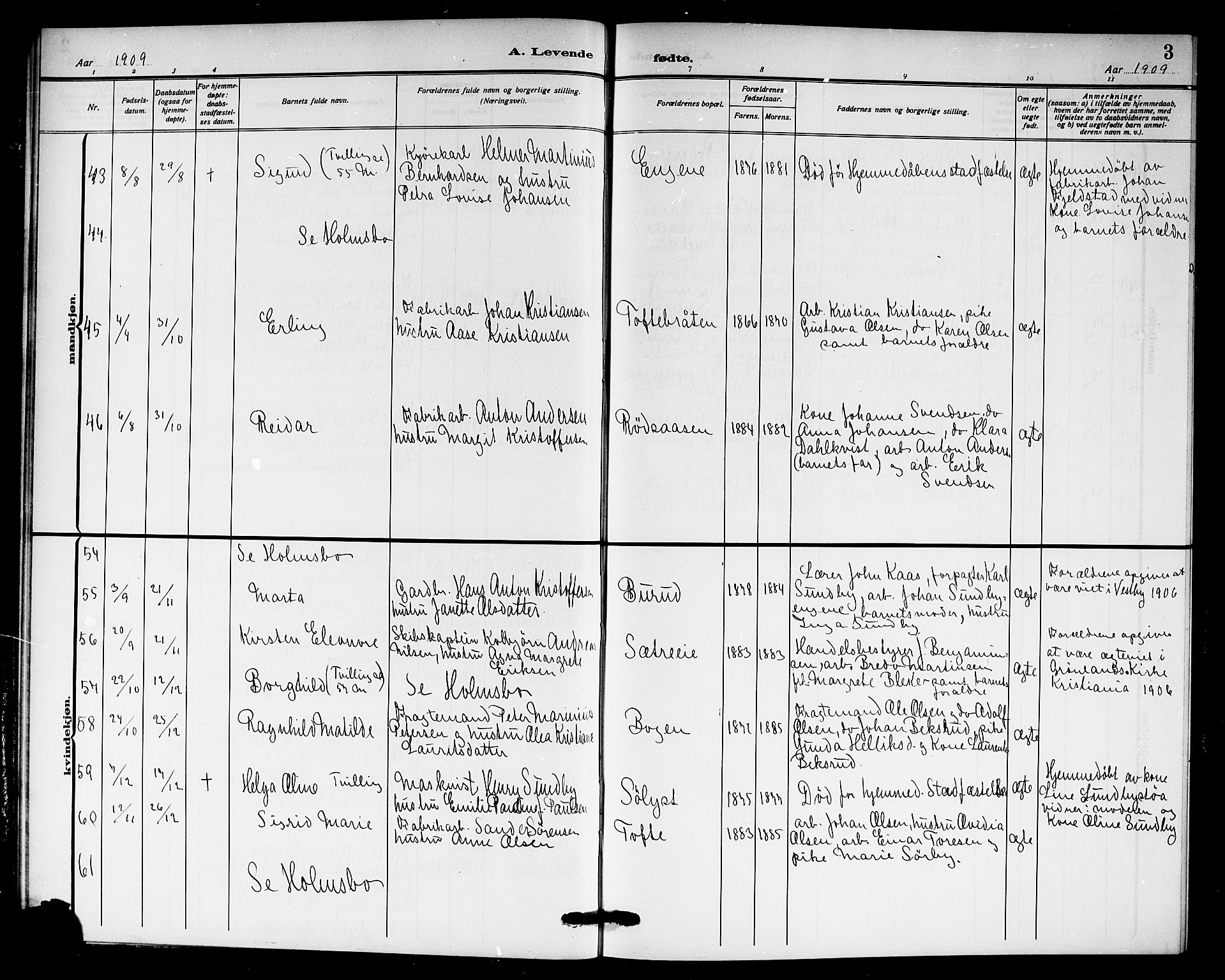 Hurum kirkebøker, AV/SAKO-A-229/G/Ga/L0005: Parish register (copy) no. I 5, 1908-1922, p. 3