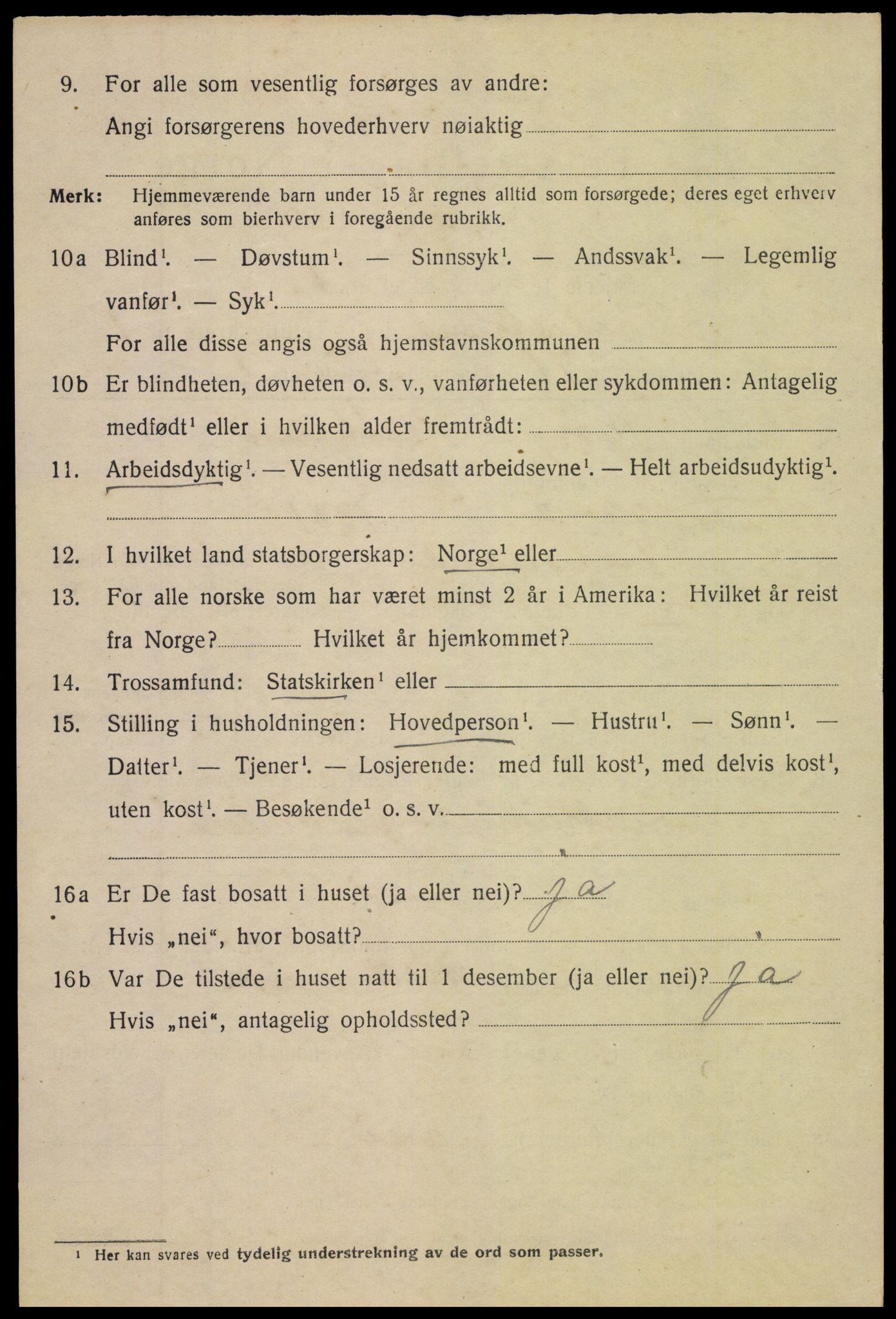 SAK, 1920 census for Tvedestrand, 1920, p. 2116