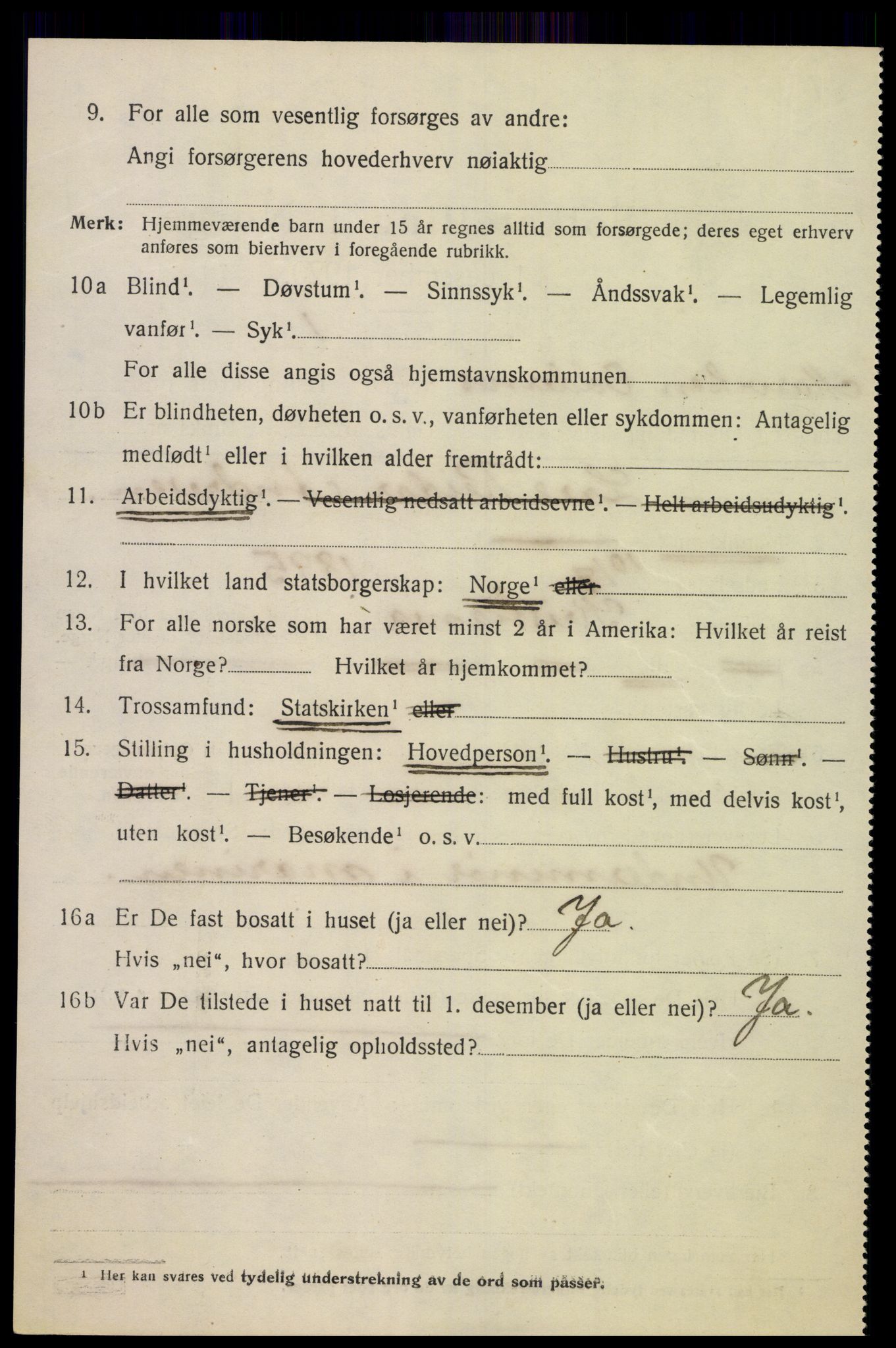 SAK, 1920 census for Oddernes, 1920, p. 12542