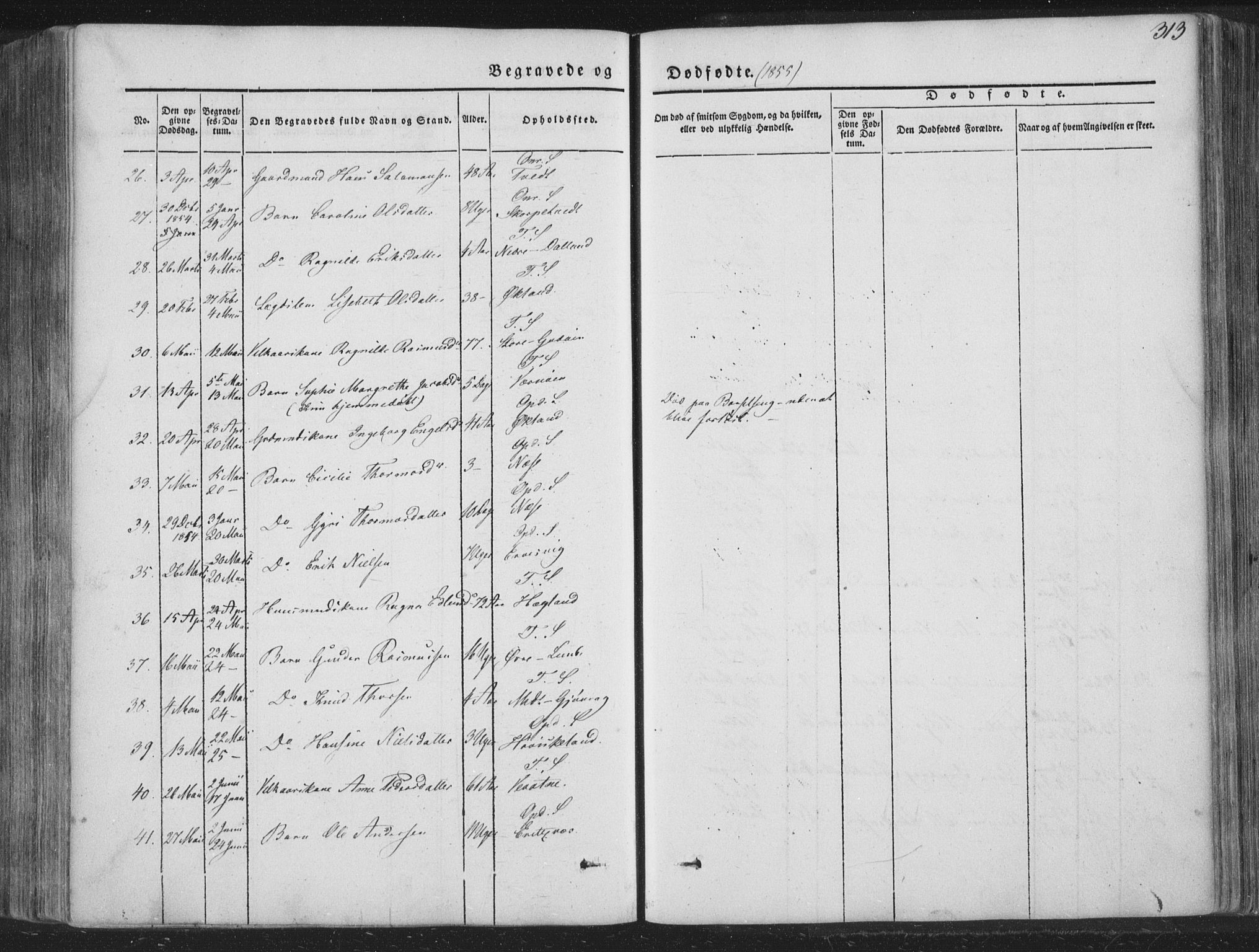 Tysnes sokneprestembete, SAB/A-78601/H/Haa: Parish register (official) no. A 10, 1848-1859, p. 313