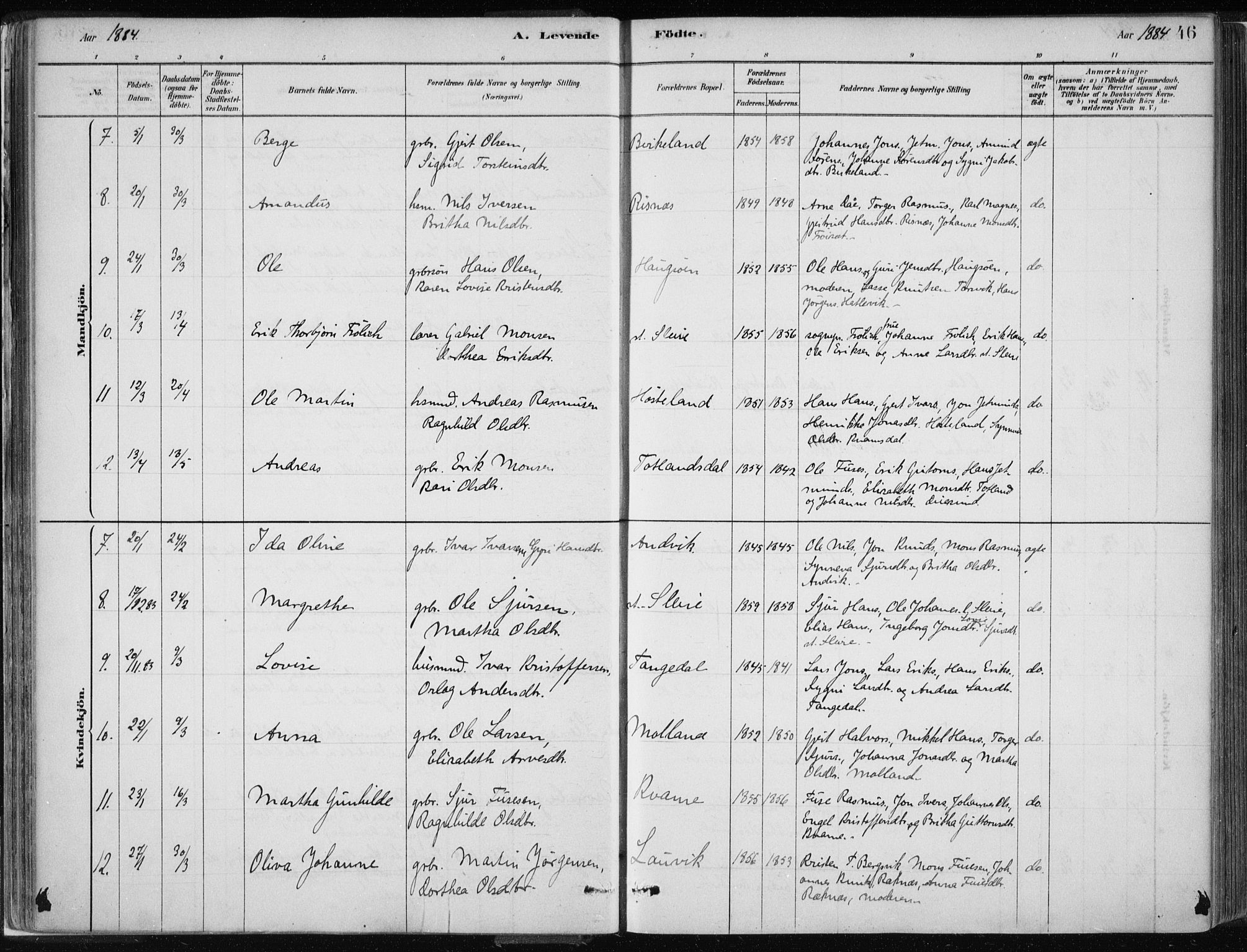 Masfjorden Sokneprestembete, SAB/A-77001: Parish register (official) no. B  1, 1876-1899, p. 46