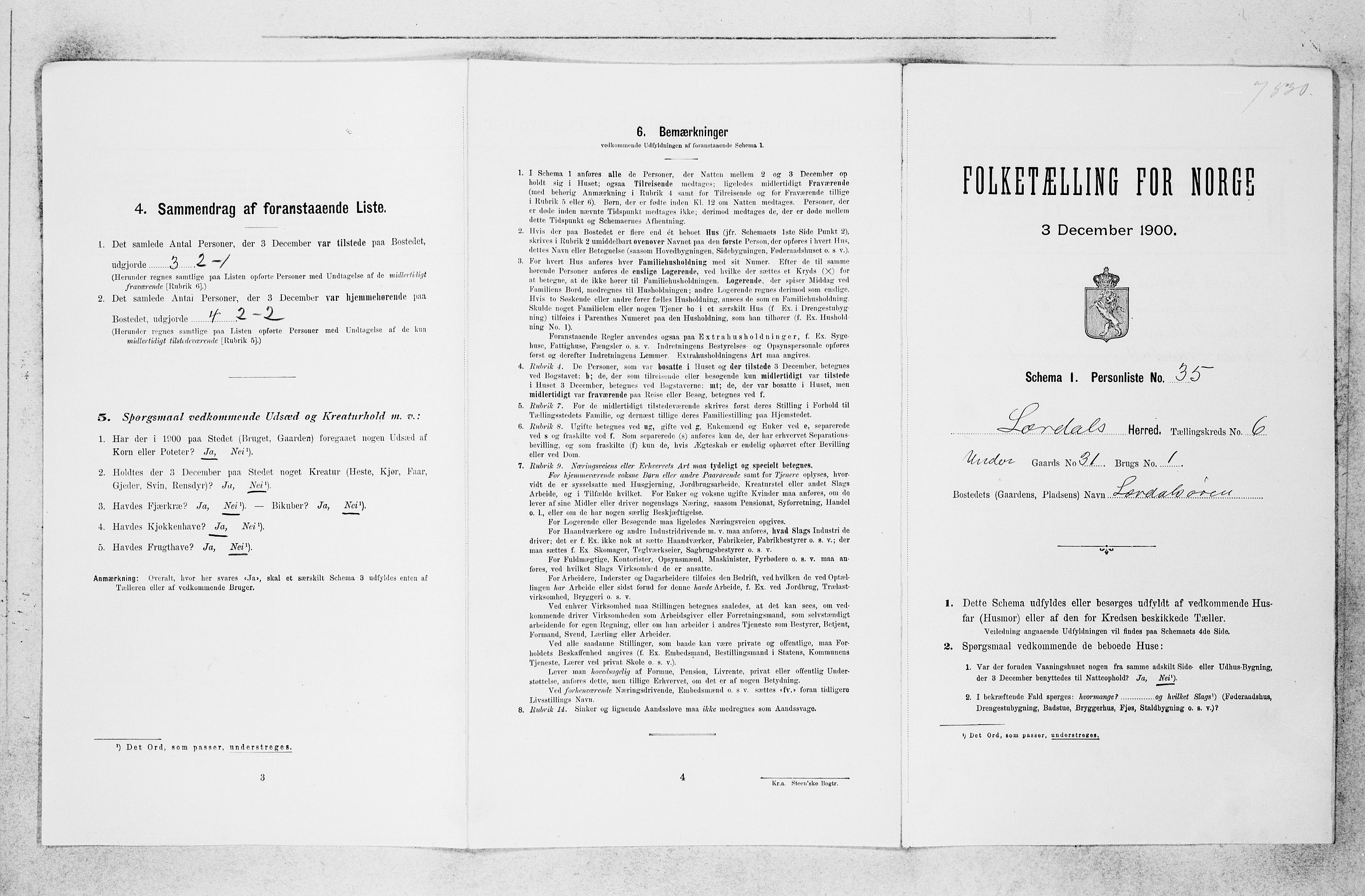 SAB, 1900 census for Lærdal, 1900, p. 502