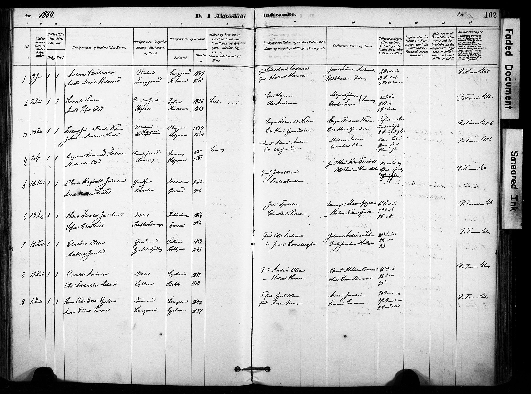 Brunlanes kirkebøker, AV/SAKO-A-342/F/Fb/L0001: Parish register (official) no. II 1, 1878-1899, p. 162