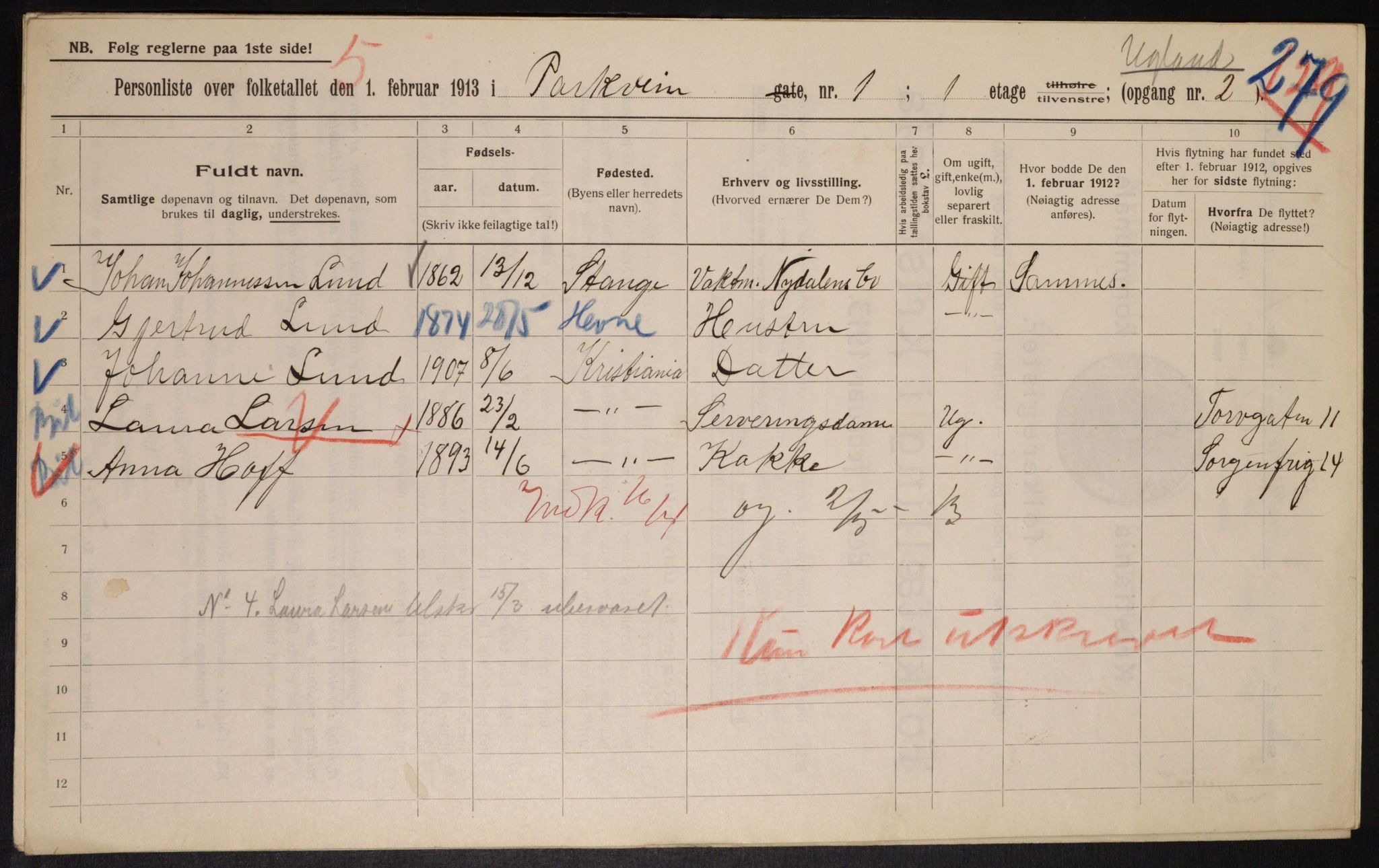 OBA, Municipal Census 1913 for Kristiania, 1913, p. 77928