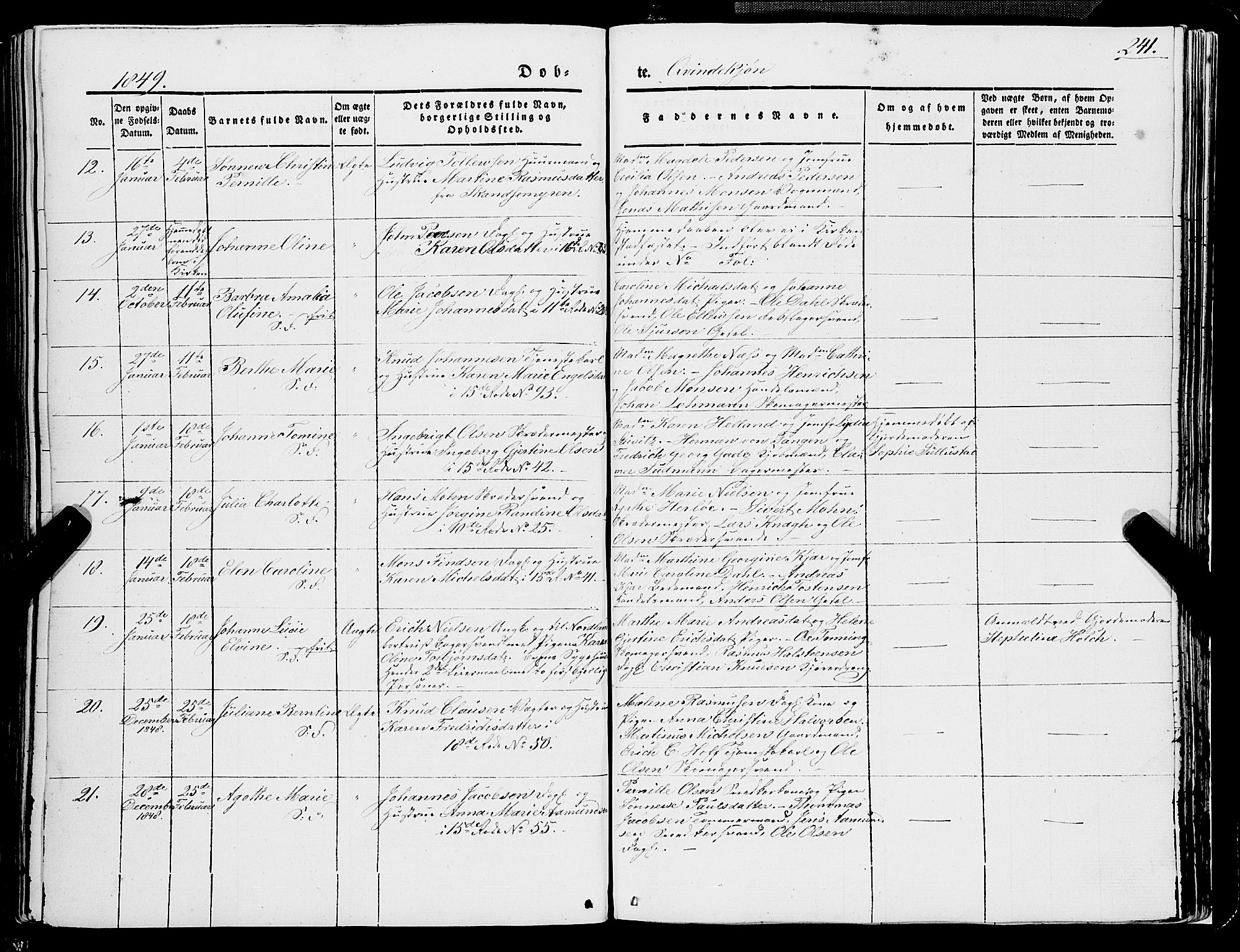 Domkirken sokneprestembete, AV/SAB-A-74801/H/Haa/L0019: Parish register (official) no. B 2, 1841-1851, p. 241