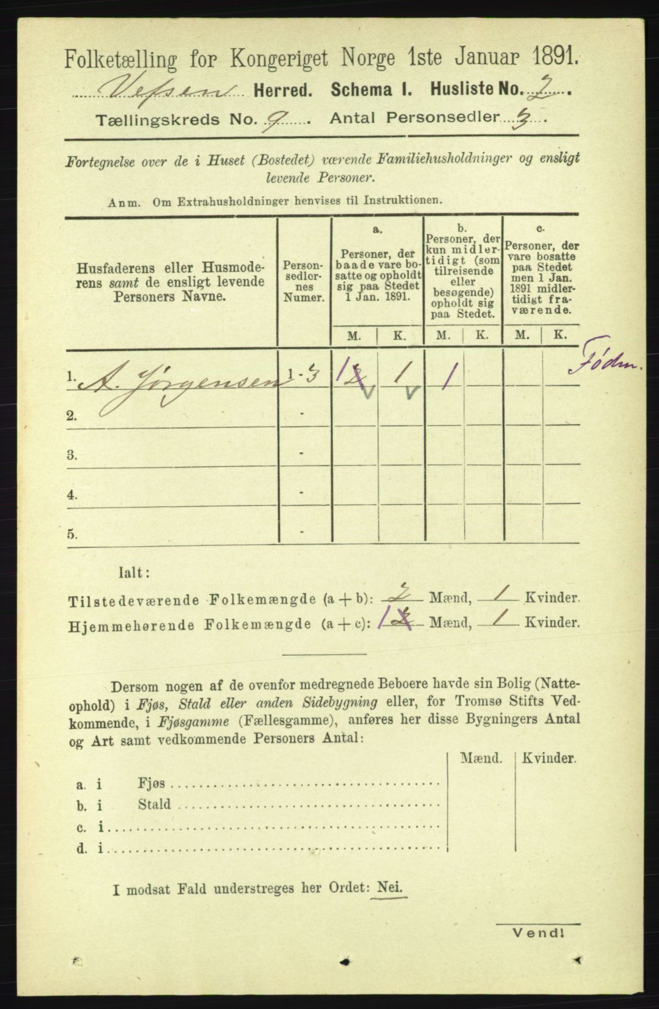 RA, 1891 census for 1824 Vefsn, 1891, p. 4628