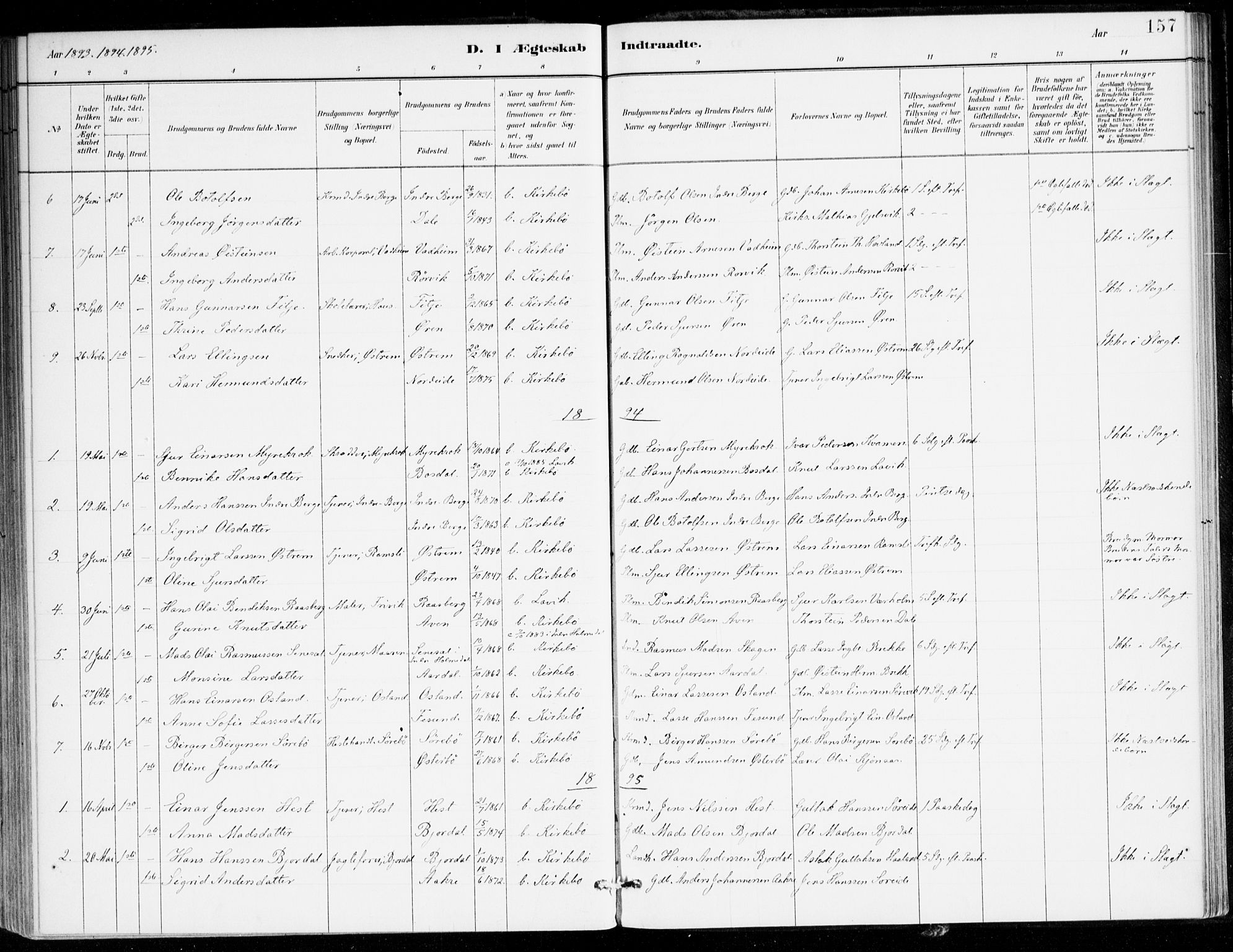 Lavik sokneprestembete, AV/SAB-A-80901: Parish register (official) no. C 1, 1882-1904, p. 157