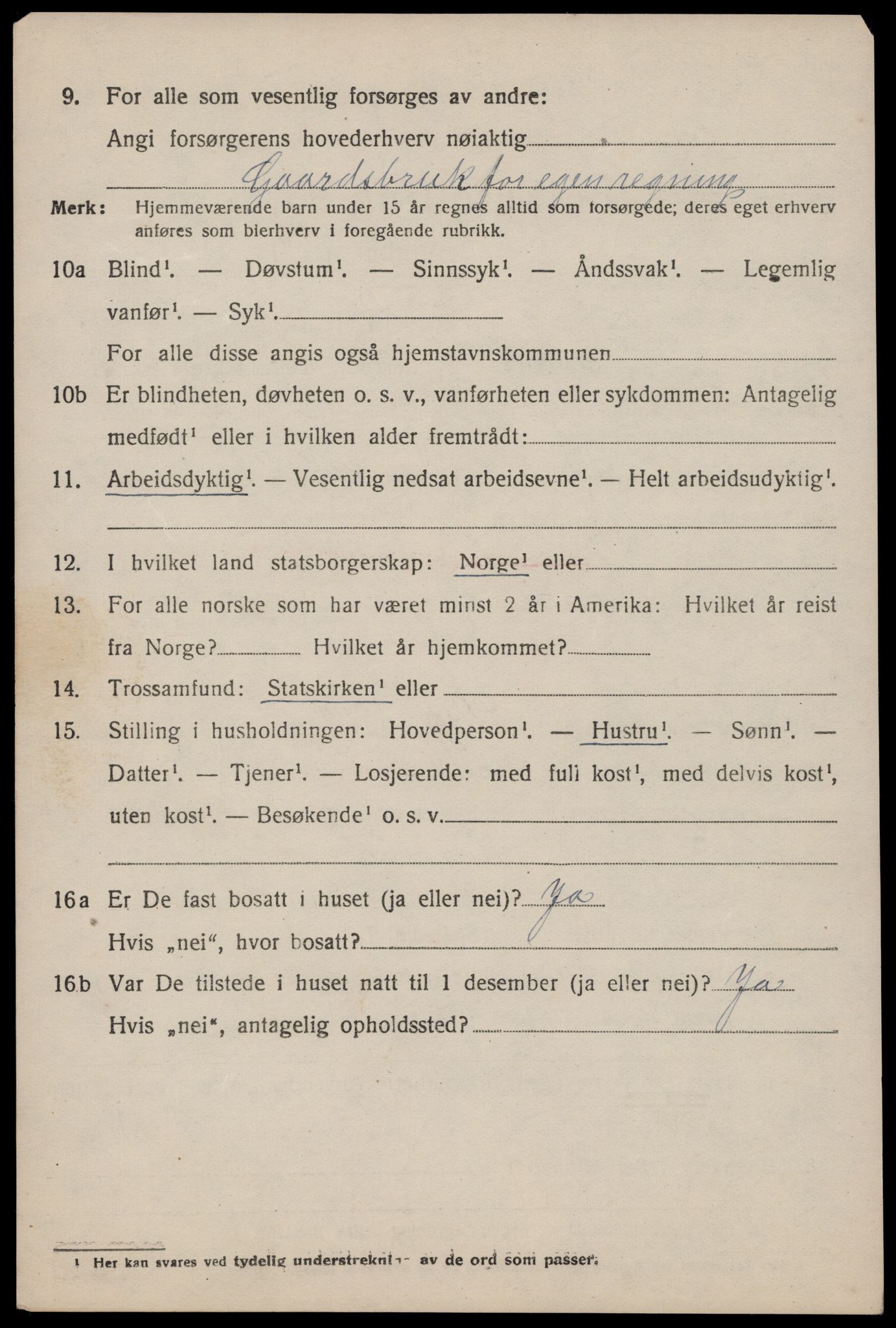 SAST, 1920 census for Suldal, 1920, p. 911