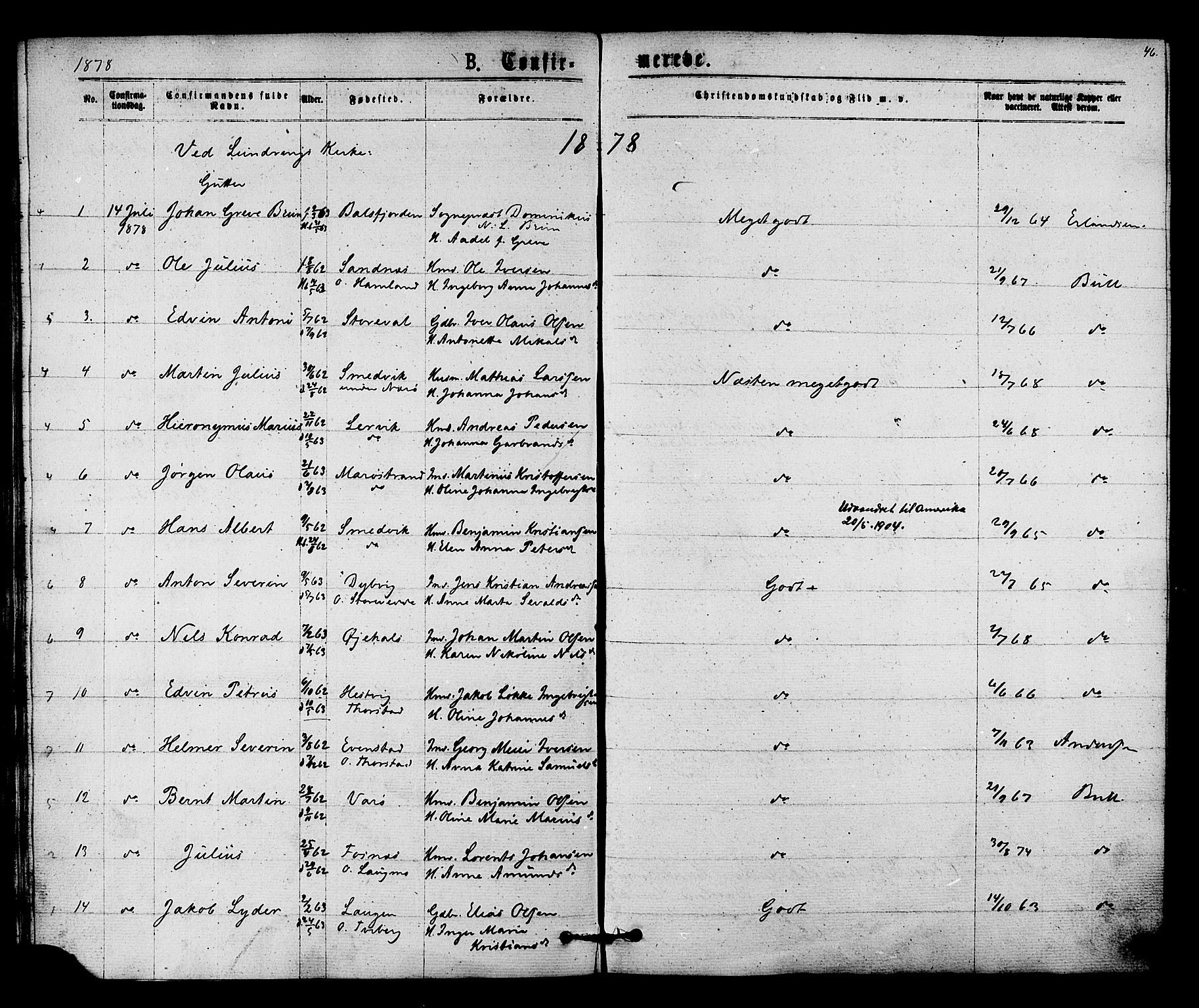Ministerialprotokoller, klokkerbøker og fødselsregistre - Nord-Trøndelag, SAT/A-1458/784/L0671: Parish register (official) no. 784A06, 1876-1879, p. 46