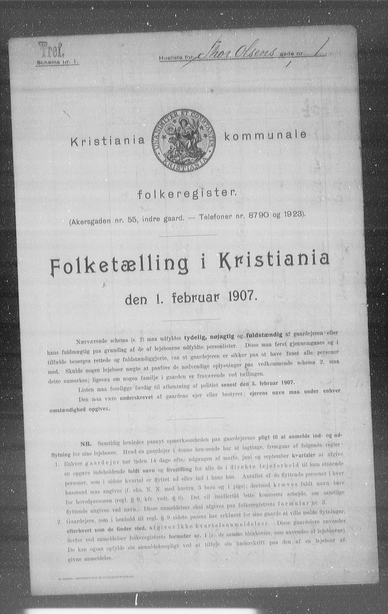 OBA, Municipal Census 1907 for Kristiania, 1907, p. 55552