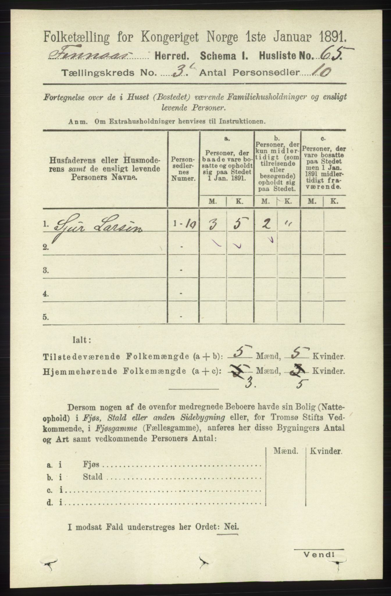 RA, 1891 census for 1218 Finnås, 1891, p. 1098