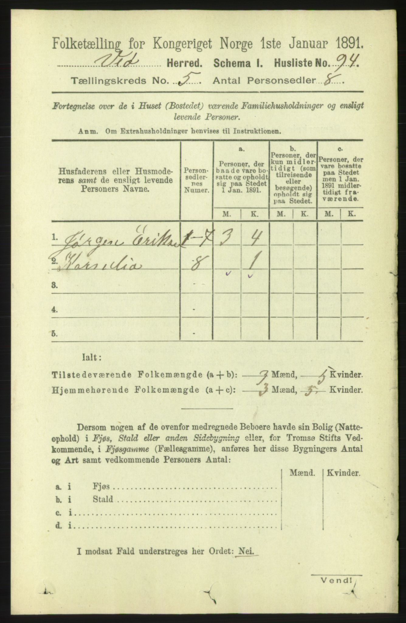 RA, 1891 census for 1541 Veøy, 1891, p. 2474