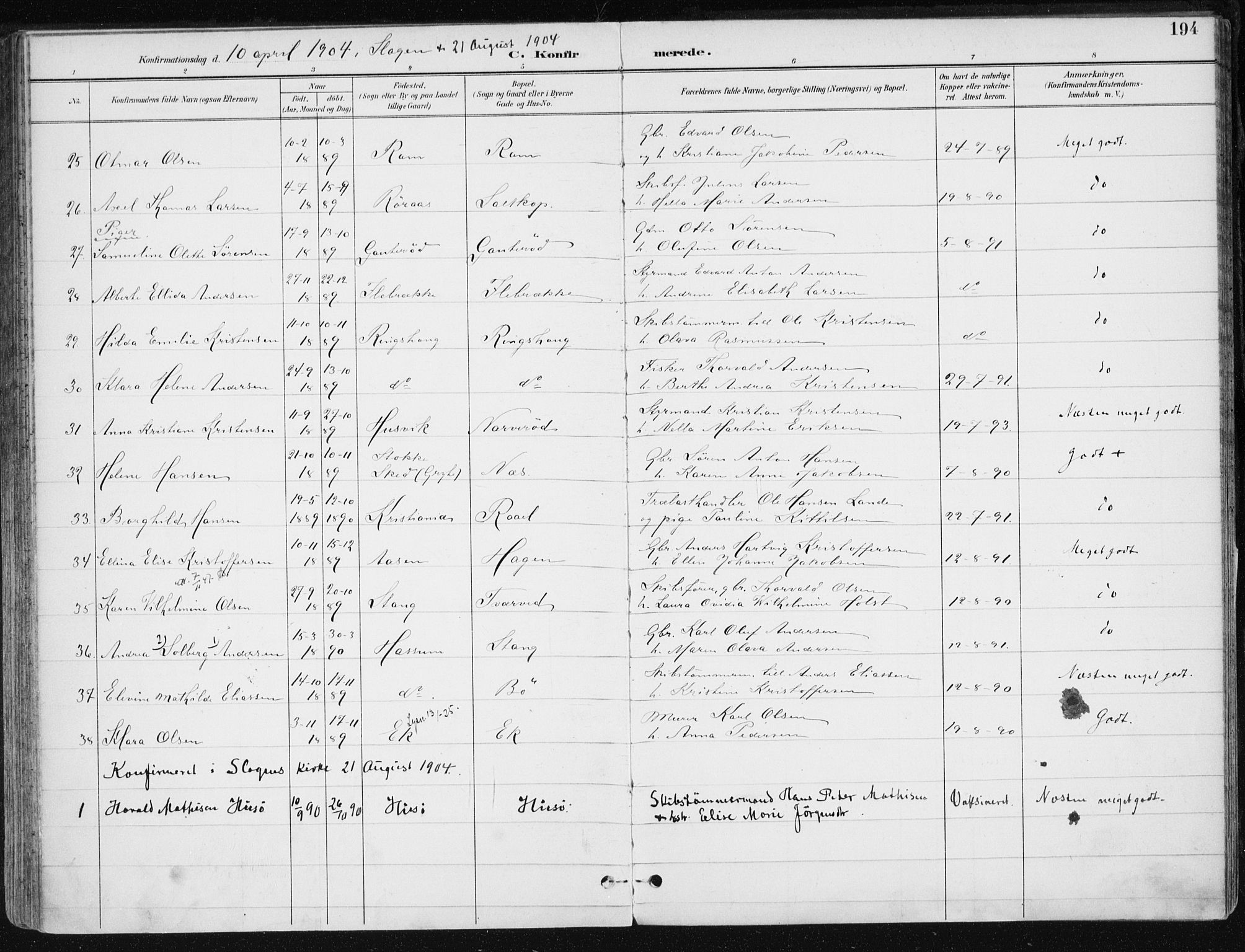 Sem kirkebøker, AV/SAKO-A-5/F/Fb/L0005: Parish register (official) no. II 5, 1892-1904, p. 194