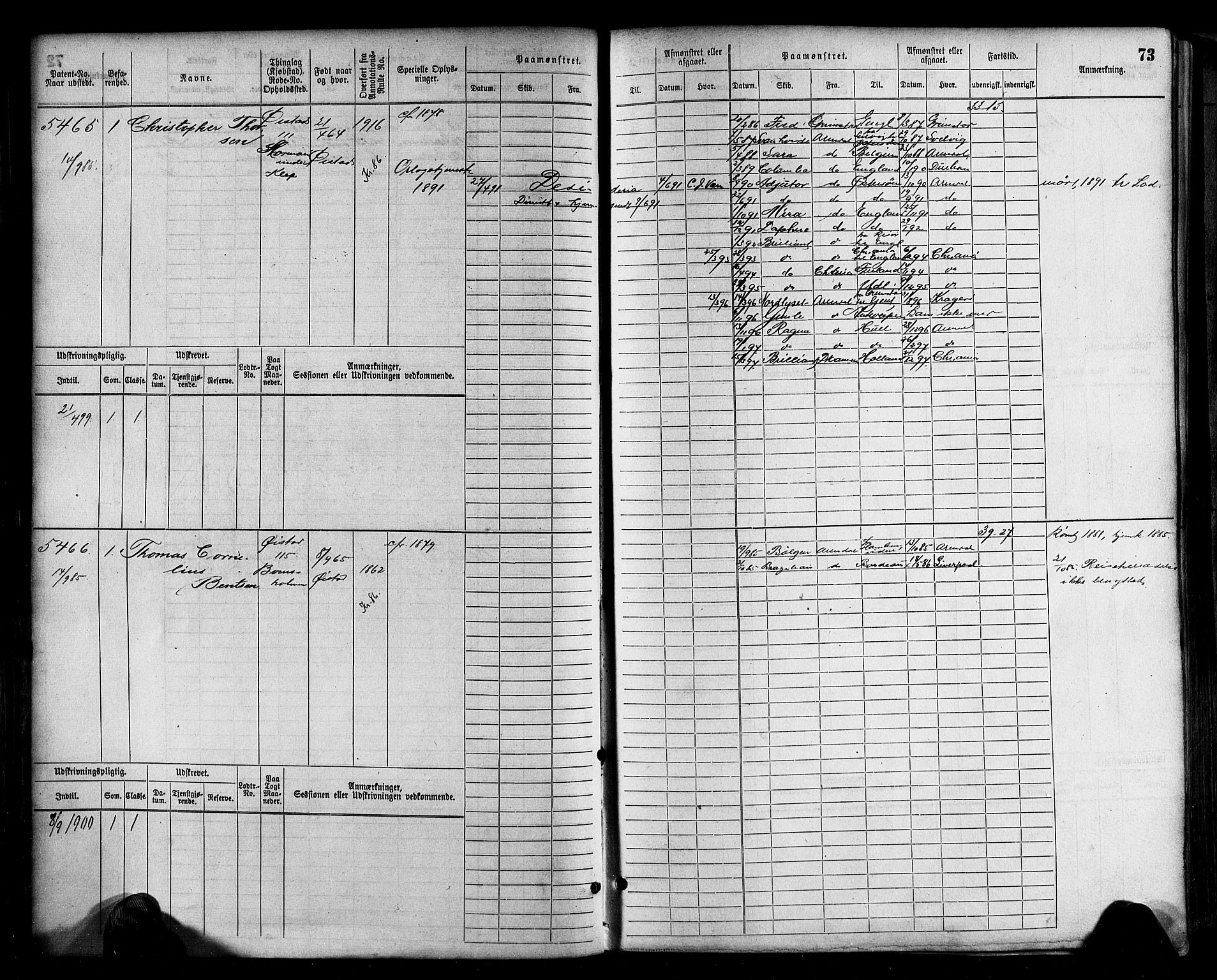 Arendal mønstringskrets, AV/SAK-2031-0012/F/Fb/L0017: Hovedrulle A nr 5323-6076, S-15, 1884-1892, p. 74