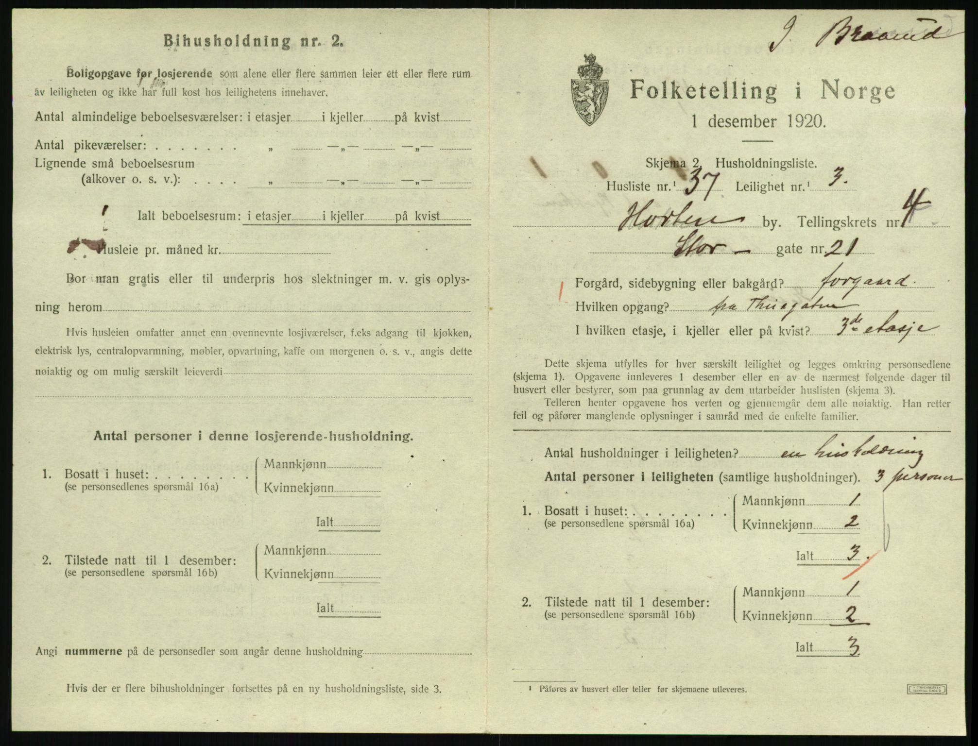 SAKO, 1920 census for Horten, 1920, p. 4975