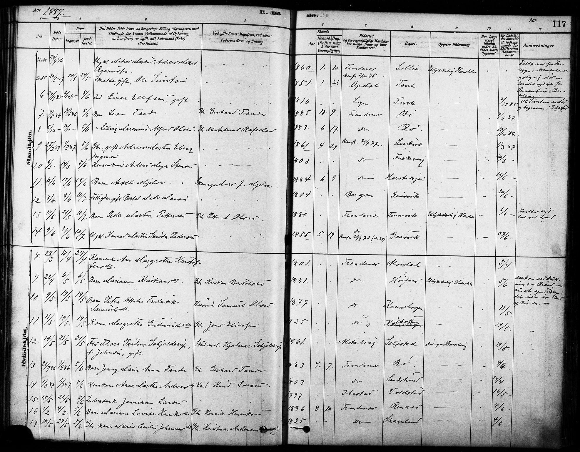 Trondenes sokneprestkontor, AV/SATØ-S-1319/H/Ha/L0015kirke: Parish register (official) no. 15, 1878-1889, p. 117