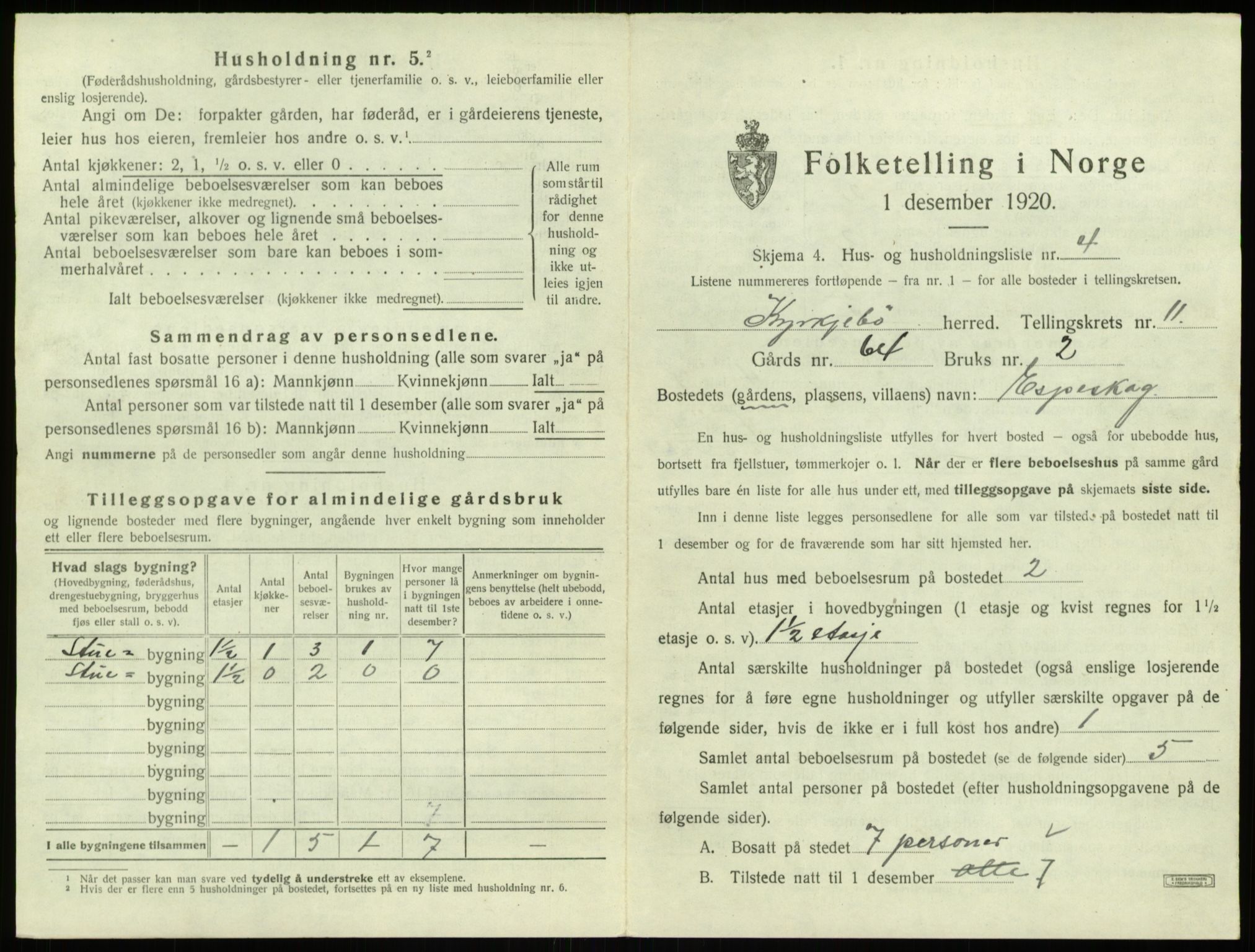 SAB, 1920 census for Kyrkjebø, 1920, p. 713