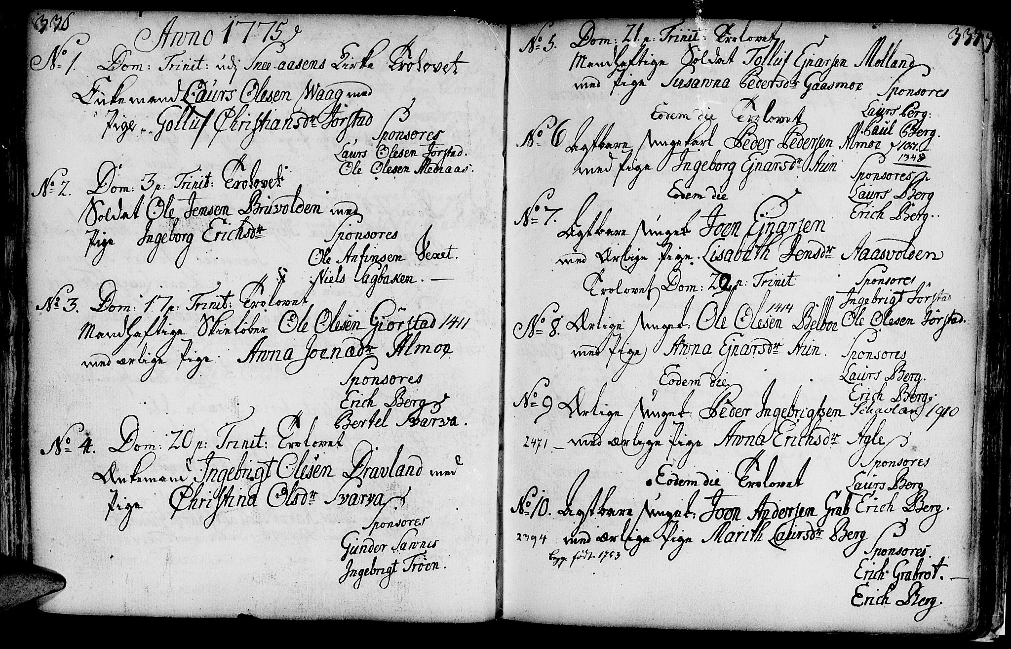Ministerialprotokoller, klokkerbøker og fødselsregistre - Nord-Trøndelag, SAT/A-1458/749/L0467: Parish register (official) no. 749A01, 1733-1787, p. 336-337