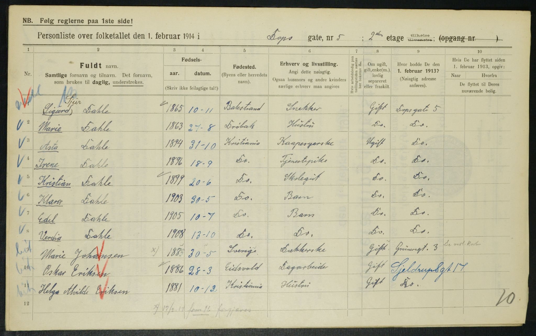 OBA, Municipal Census 1914 for Kristiania, 1914, p. 16049