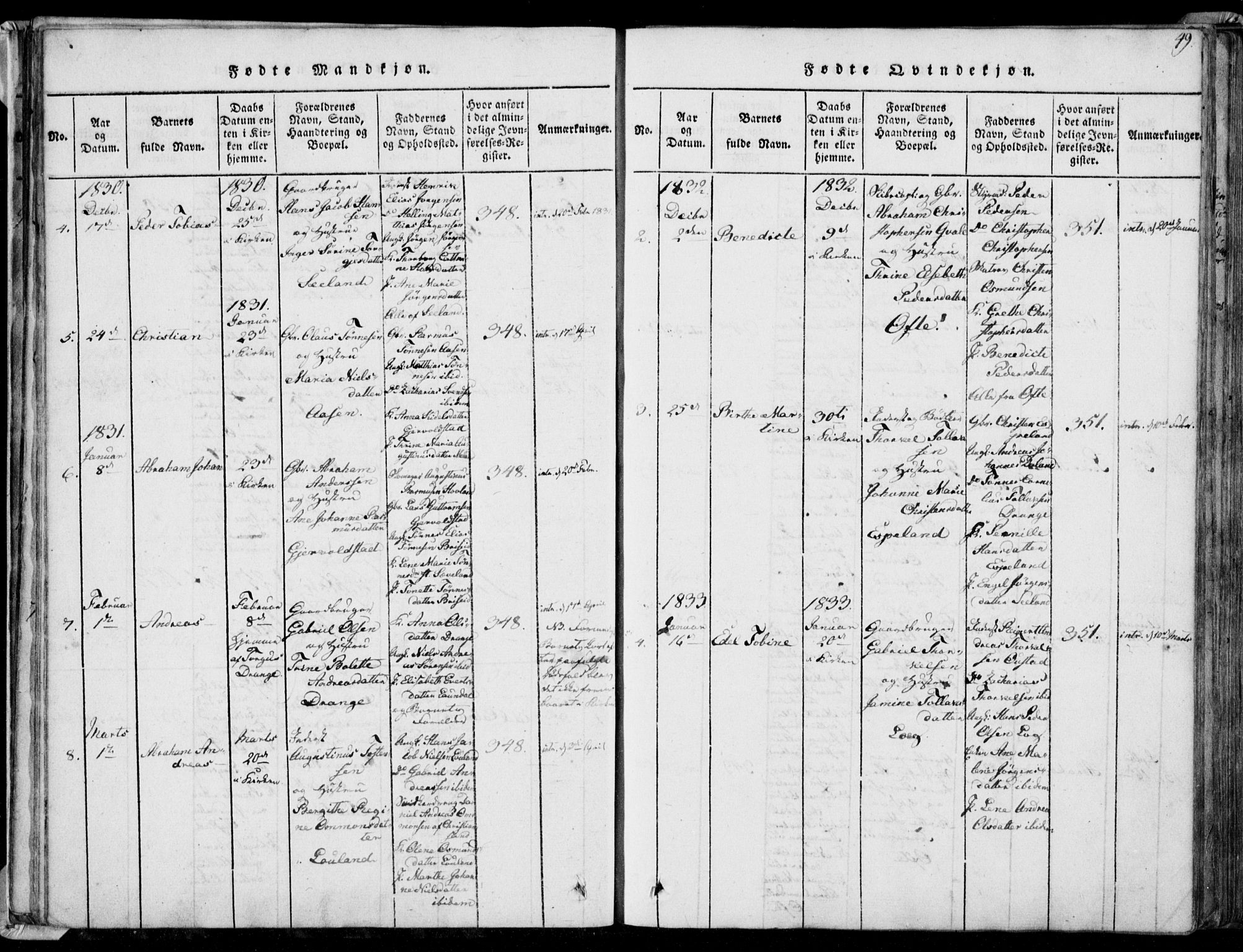 Herad sokneprestkontor, AV/SAK-1111-0018/F/Fa/Faa/L0003: Parish register (official) no. A 3, 1816-1844, p. 49