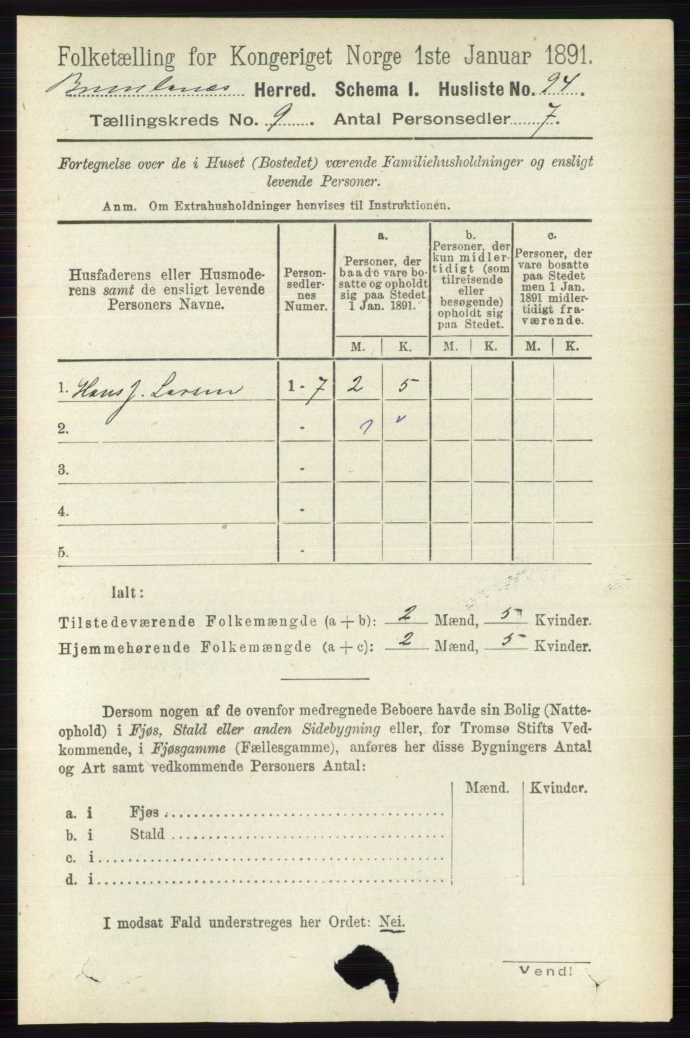 RA, 1891 census for 0726 Brunlanes, 1891, p. 4124