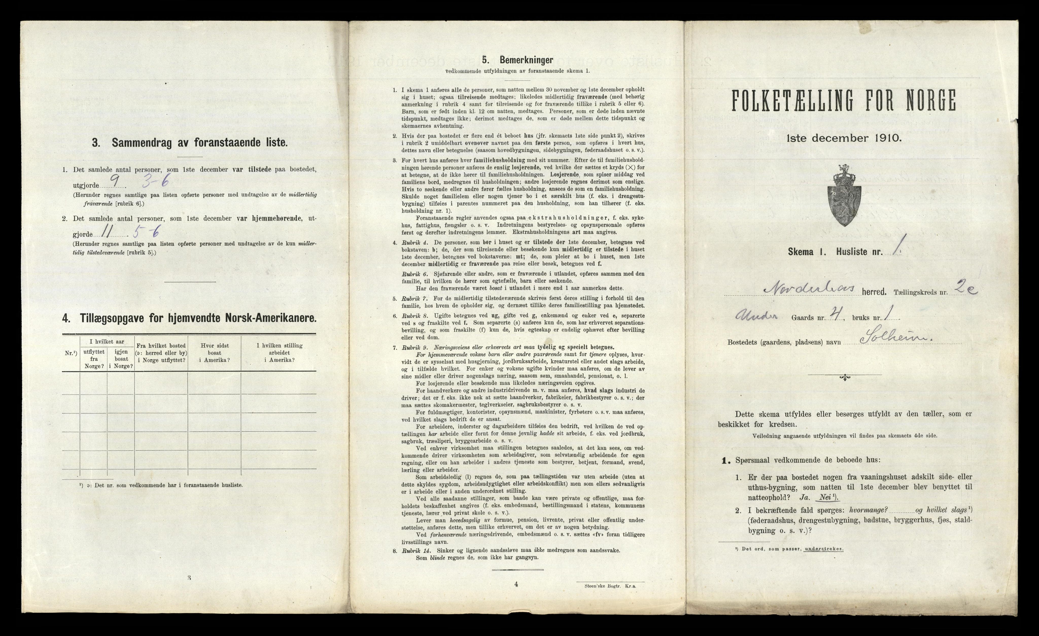 RA, 1910 census for Norderhov, 1910, p. 534