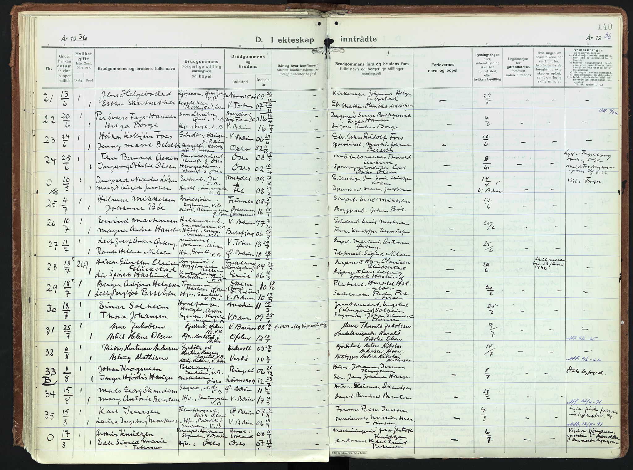 Vestre Bærum prestekontor Kirkebøker, AV/SAO-A-10209a/F/Fa/L0006: Parish register (official) no. 6, 1931-1947, p. 140