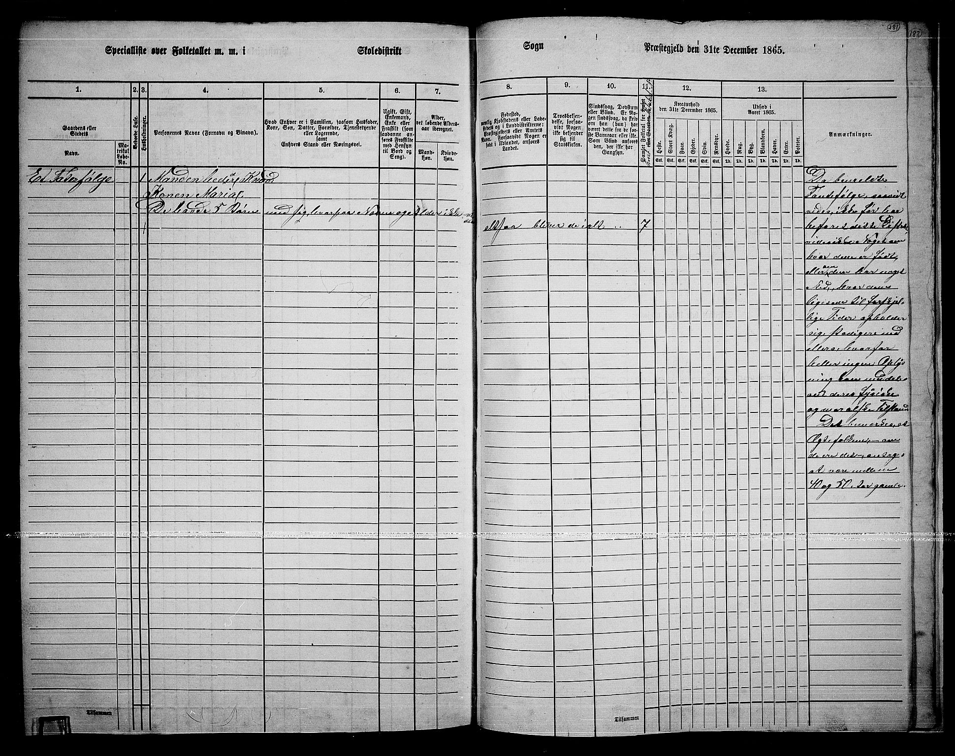 RA, 1865 census for Lille Elvedalen, 1865, p. 148