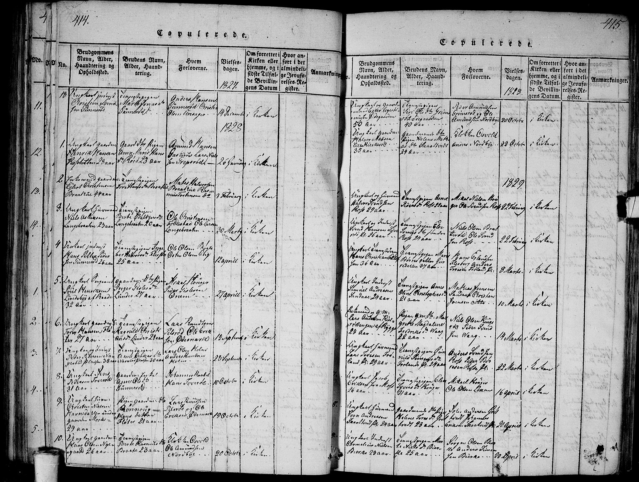 Våler prestekontor Kirkebøker, SAO/A-11083/G/Ga/L0001: Parish register (copy) no. I 1, 1815-1839, p. 414-415